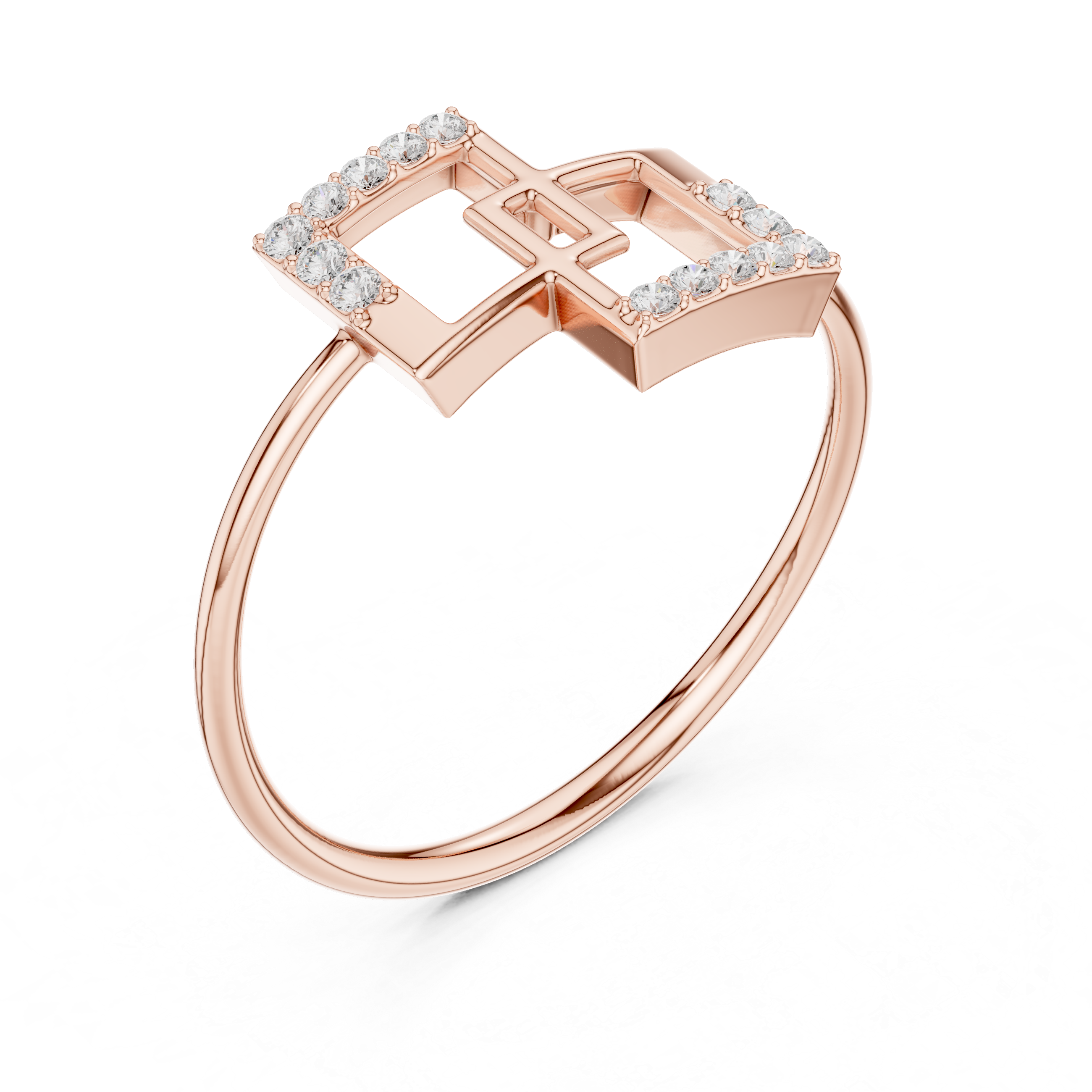 Modern Geometric Diamond Ring in 14K/18K Gold