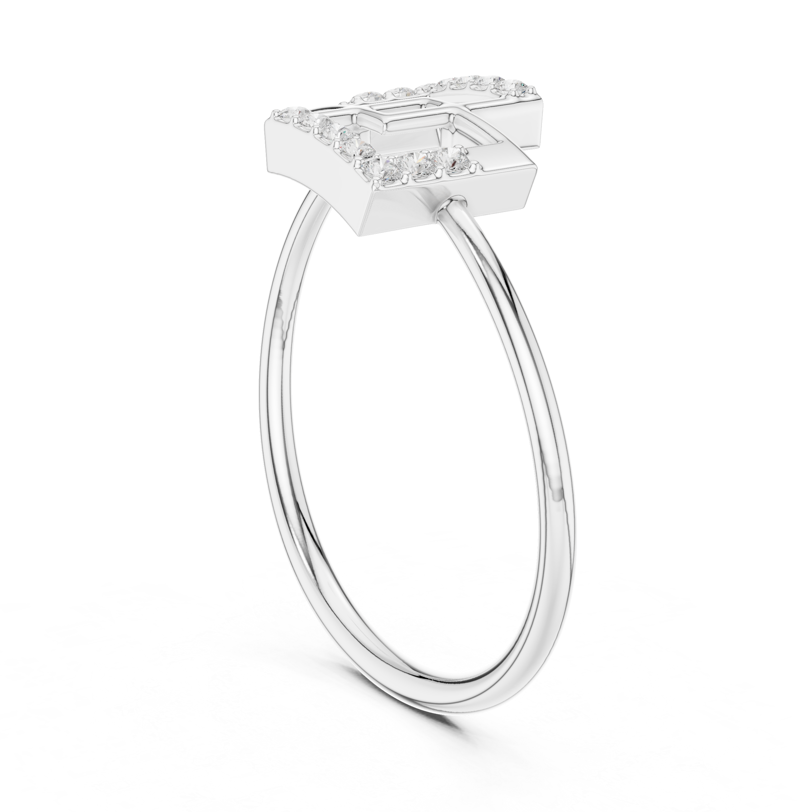 Modern Geometric Diamond Ring in 14K/18K Gold