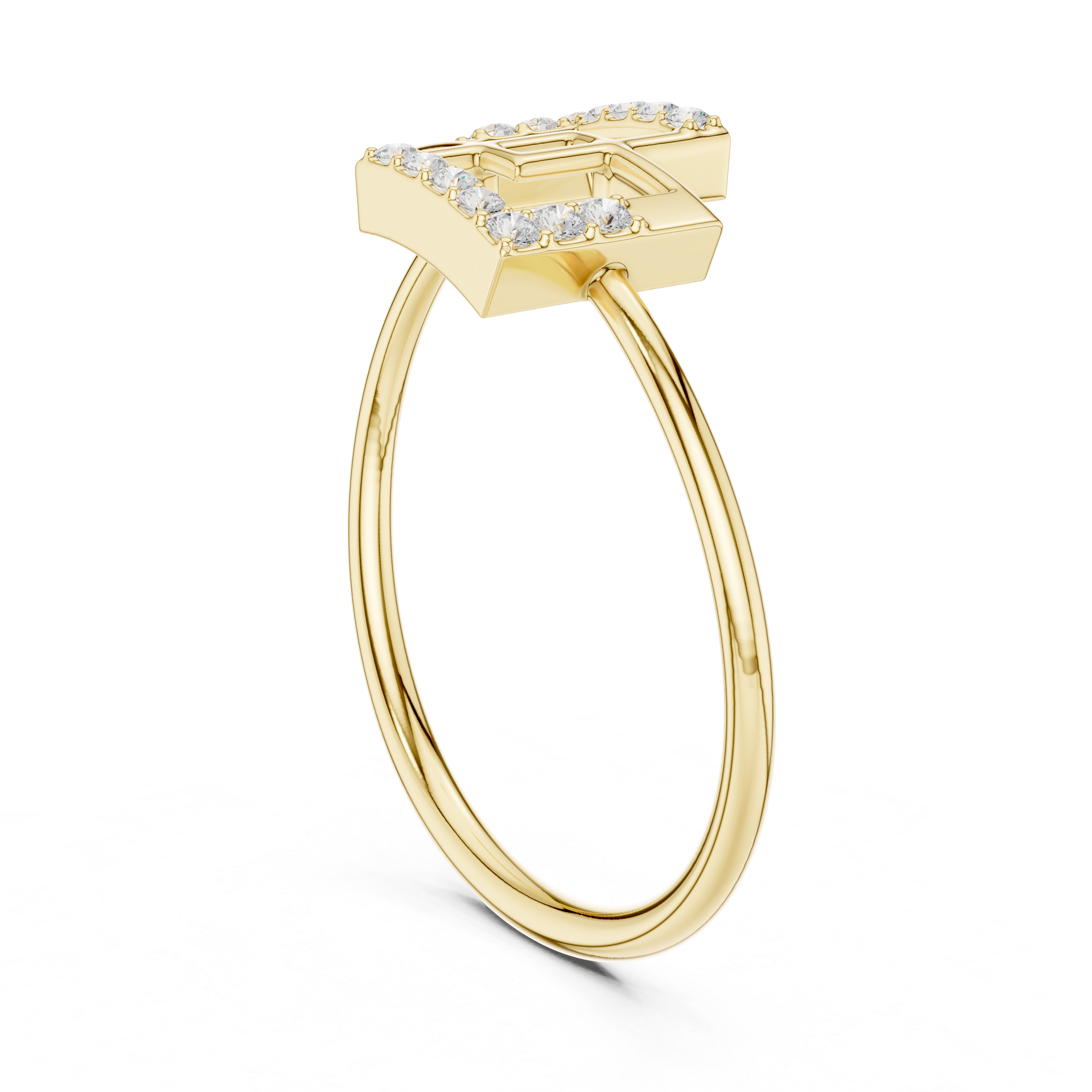 Modern Geometric Diamond Ring in 14K/18K Gold