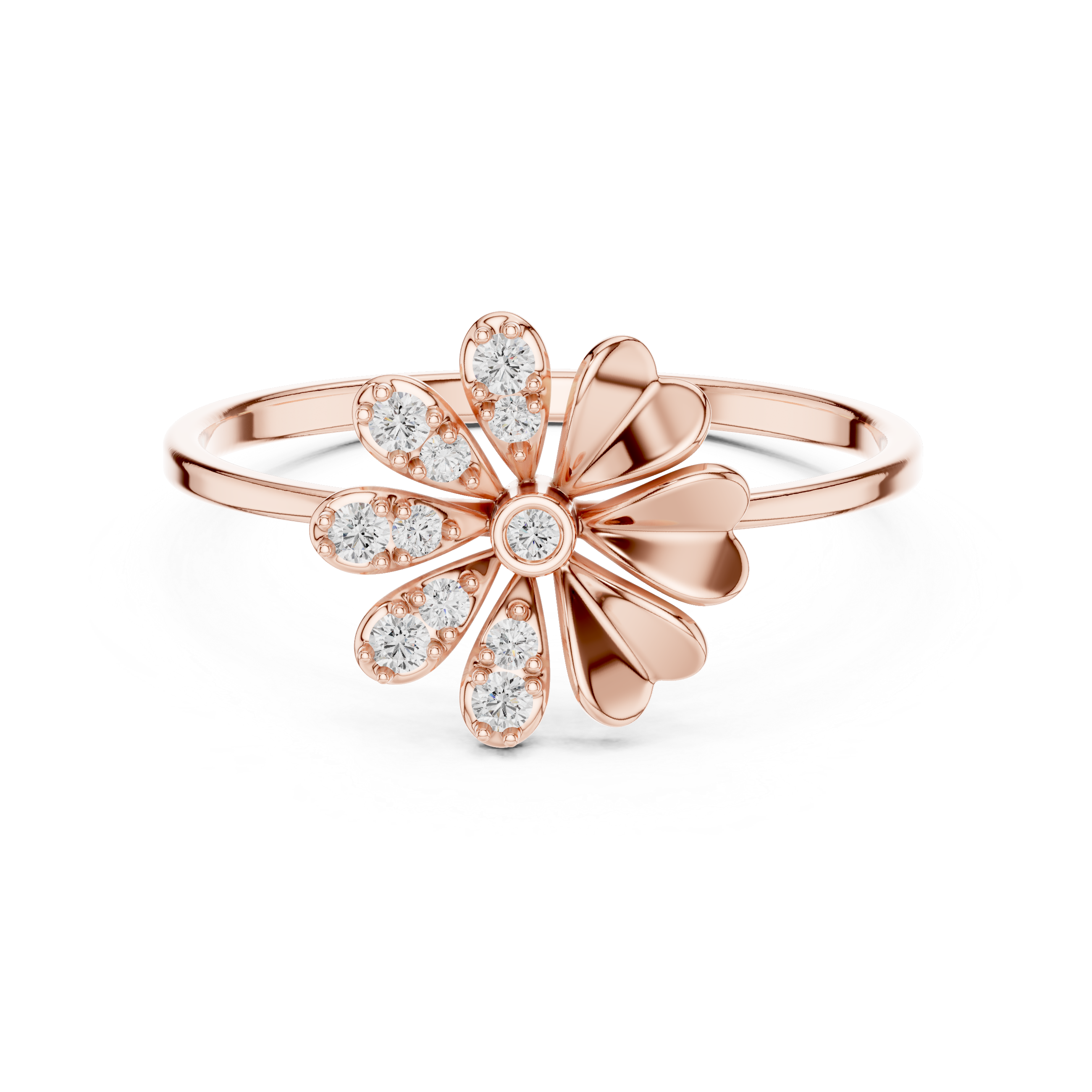 Elegant Floral Diamond Ring in 14K/18K Gold