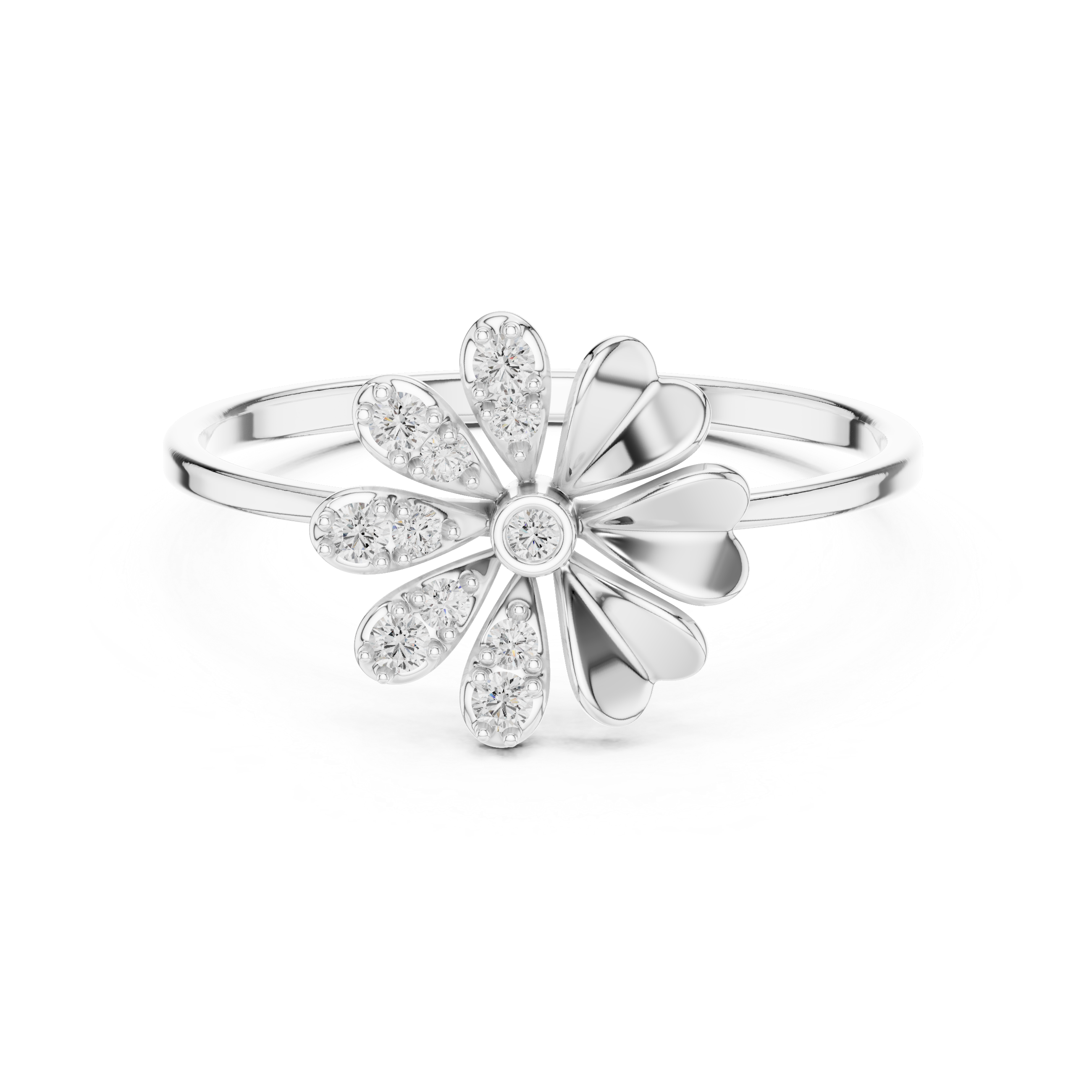 Elegant Floral Diamond Ring in 14K/18K Gold