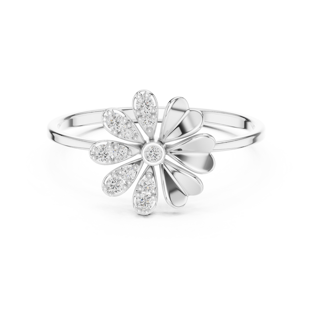 Elegant Floral Diamond Ring in 14K/18K Gold