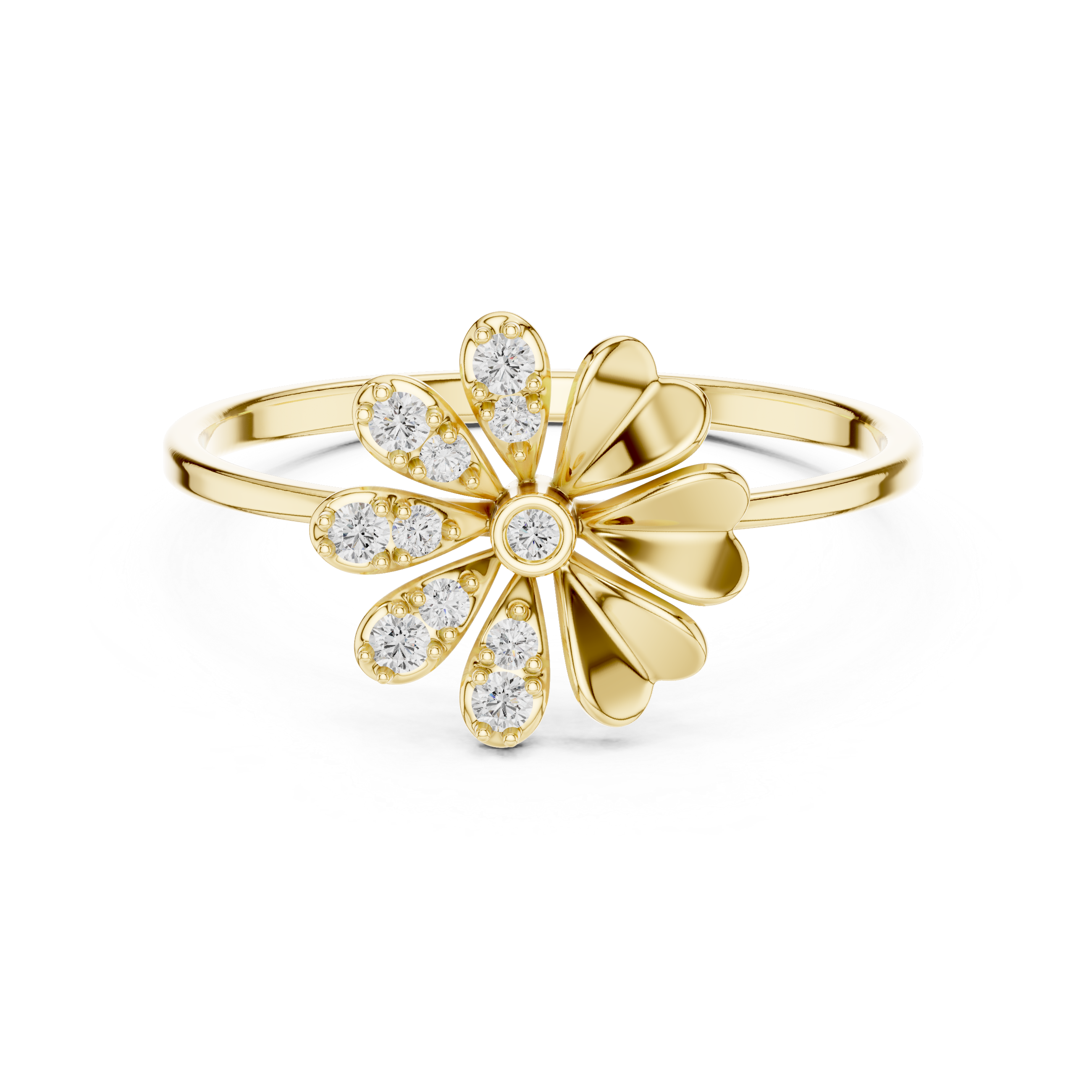 Elegant Floral Diamond Ring in 14K/18K Gold