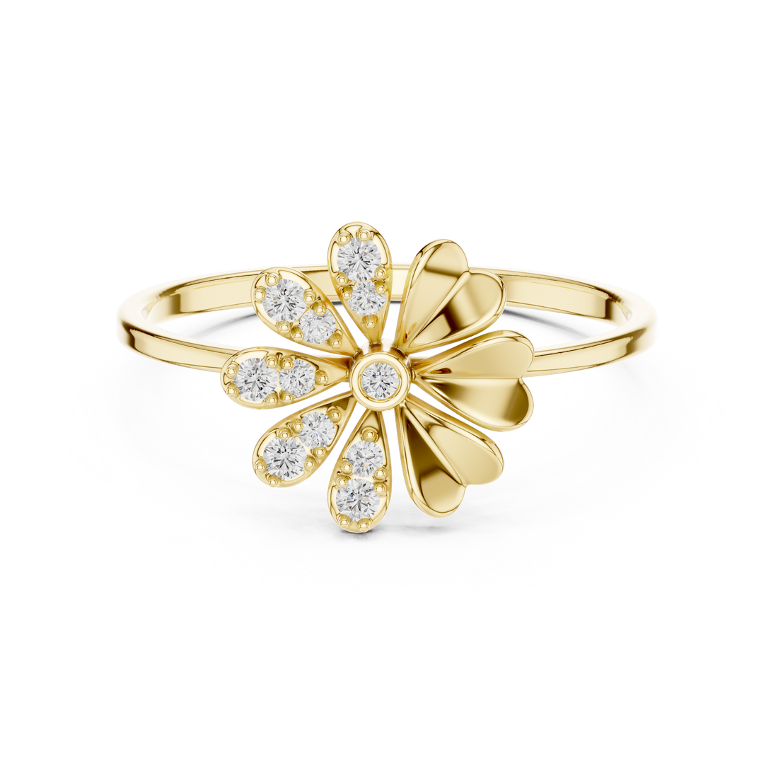 Elegant Floral Diamond Ring in 14K/18K Gold