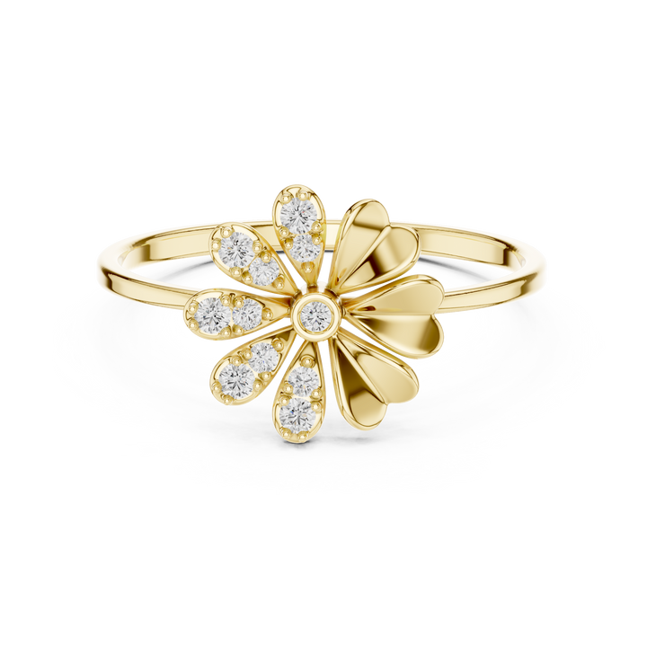 Elegant Floral Diamond Ring in 14K/18K Gold