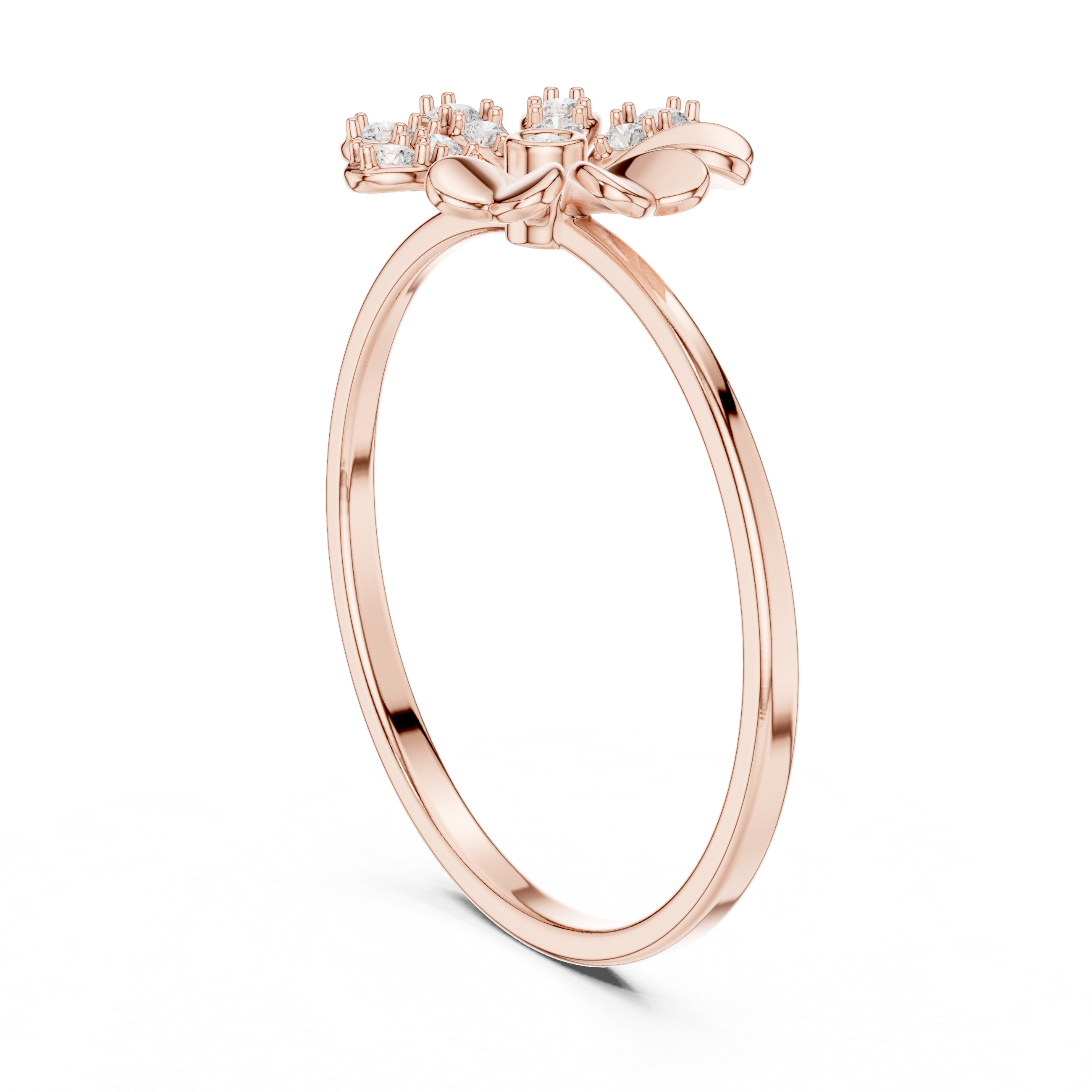 Elegant Floral Diamond Ring in 14K/18K Gold
