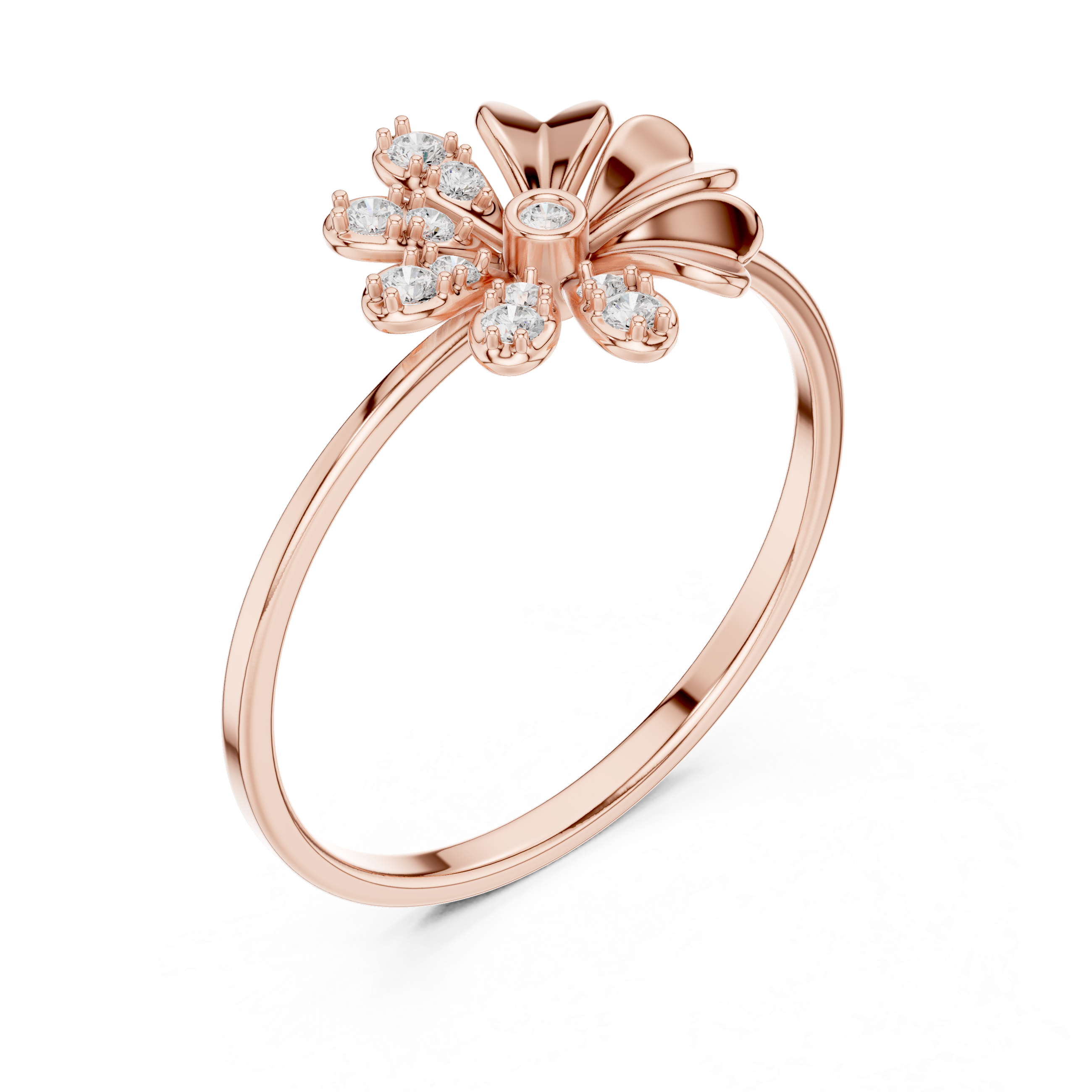 Elegant Floral Diamond Ring in 14K/18K Gold