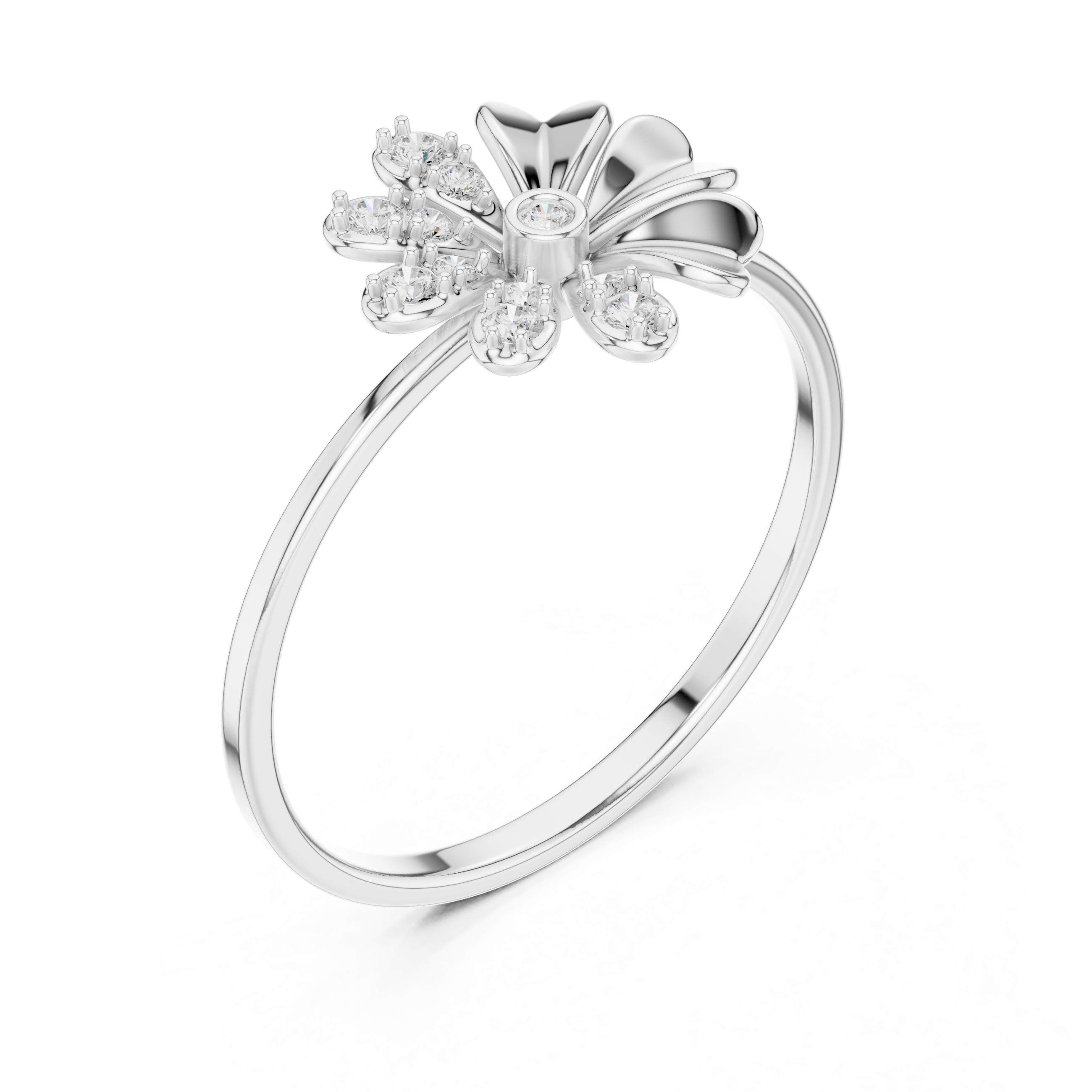 Elegant Floral Diamond Ring in 14K/18K Gold