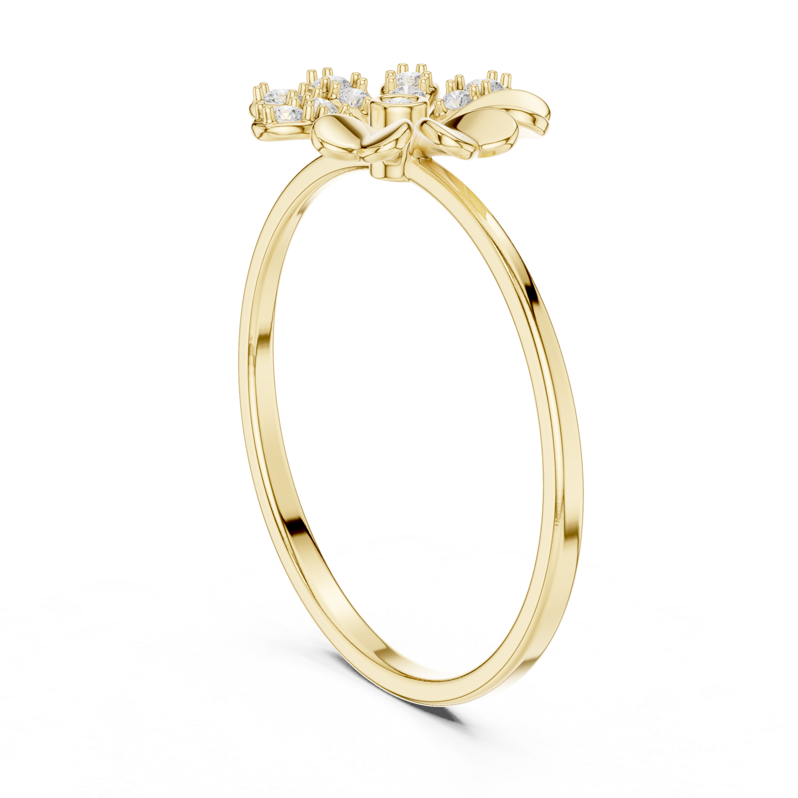Elegant Floral Diamond Ring in 14K/18K Gold