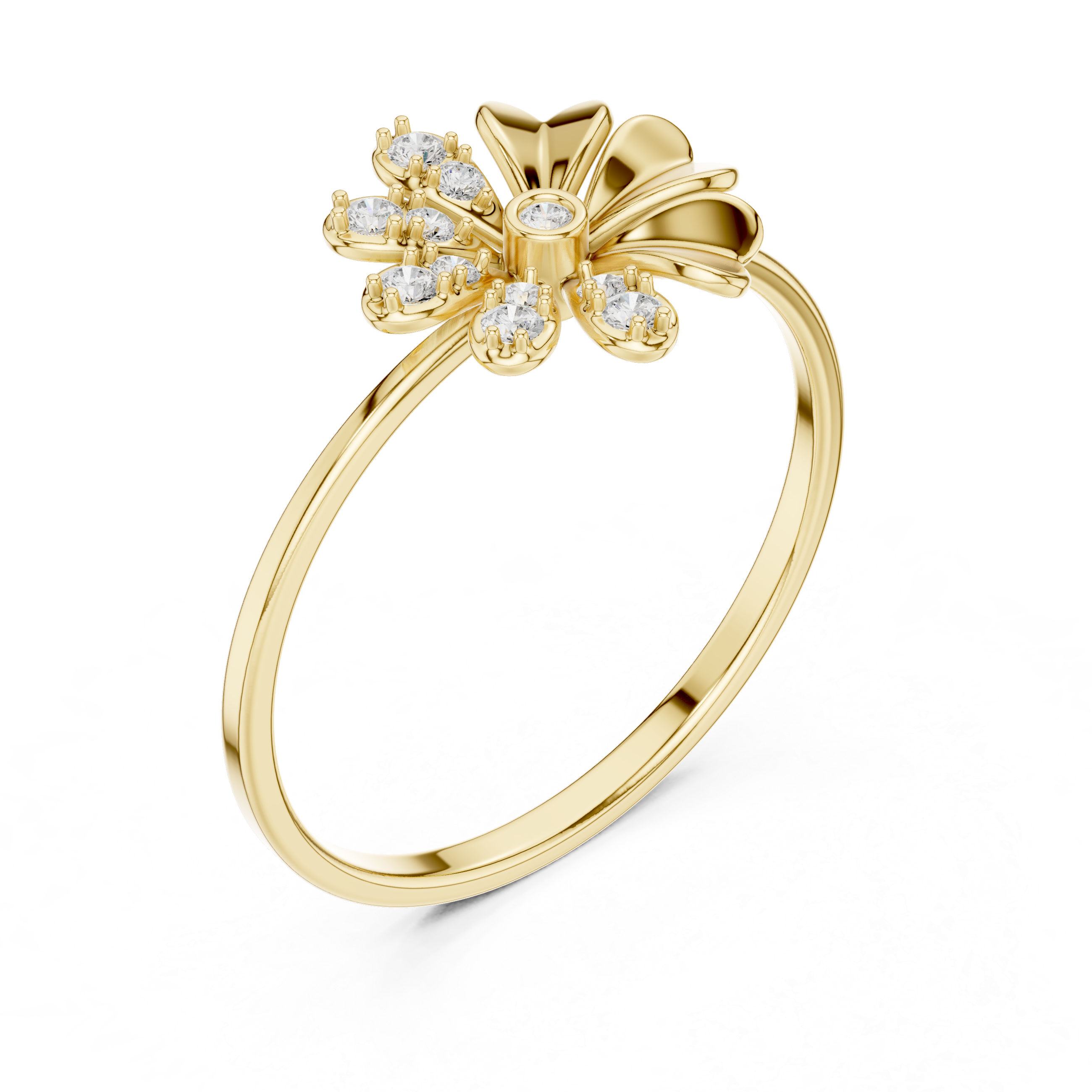 Elegant Floral Diamond Ring in 14K/18K Gold