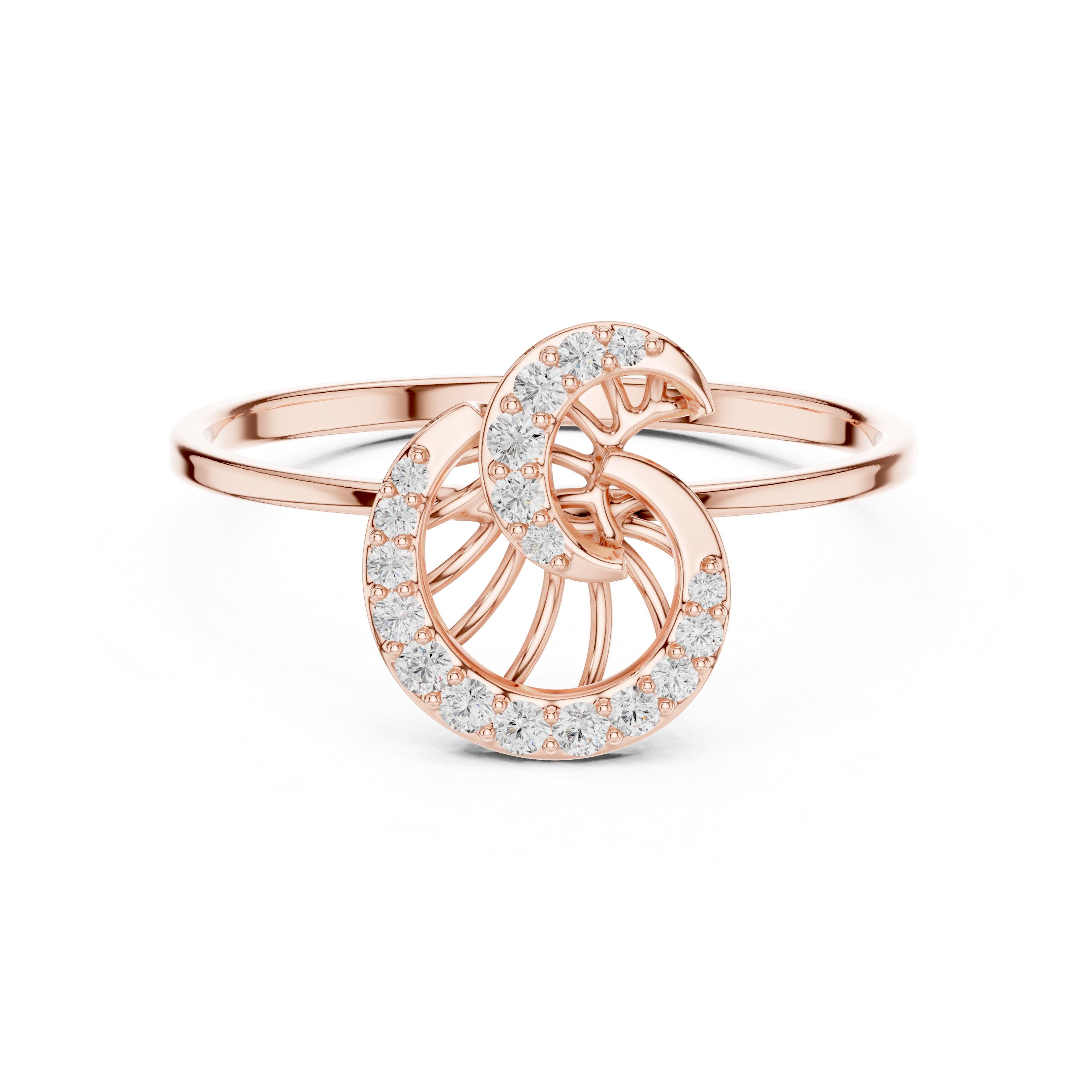 Double Spiral Diamond Ring in 14K/18K Gold