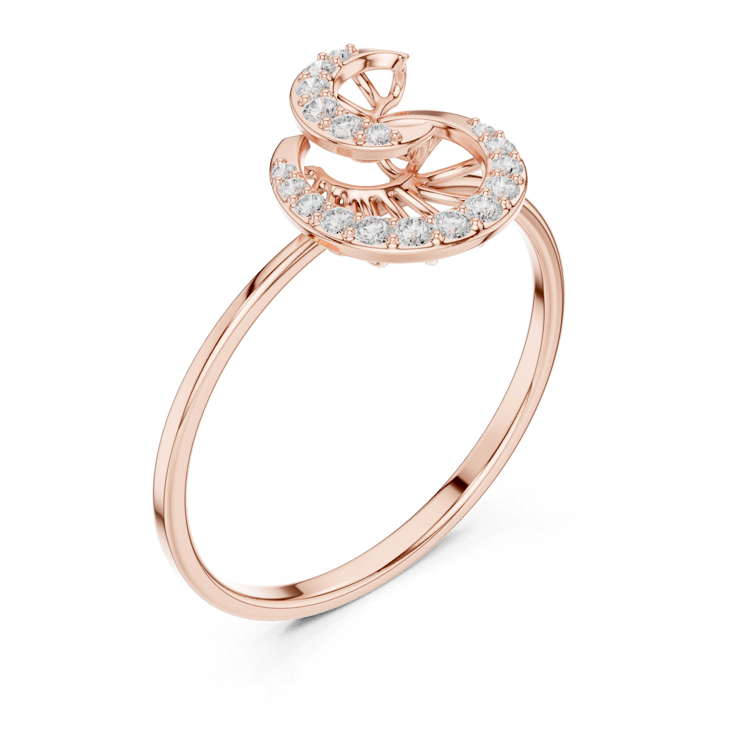 Double Spiral Diamond Ring in 14K/18K Gold