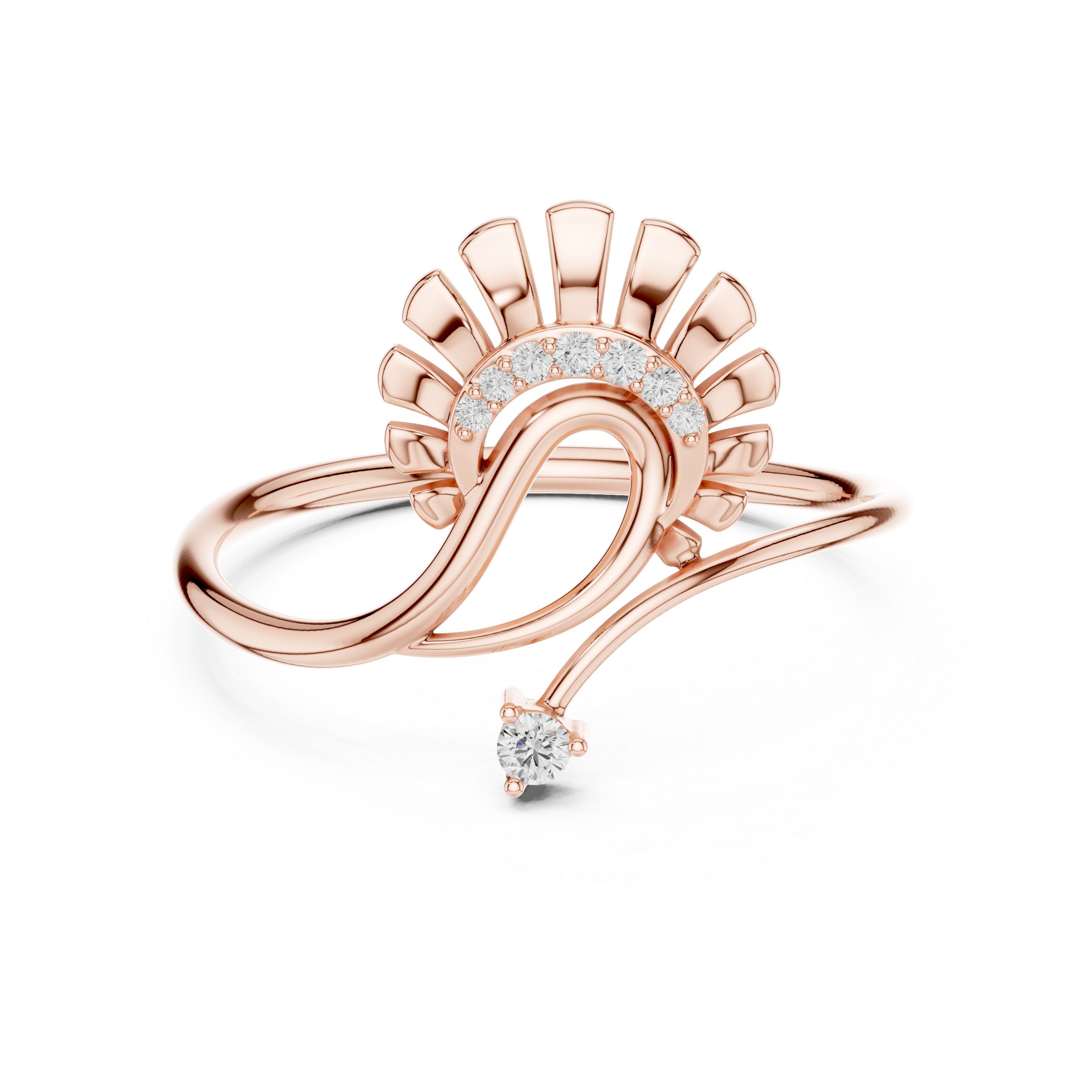 Floral Curve Diamond Ring in 14K/18K Gold