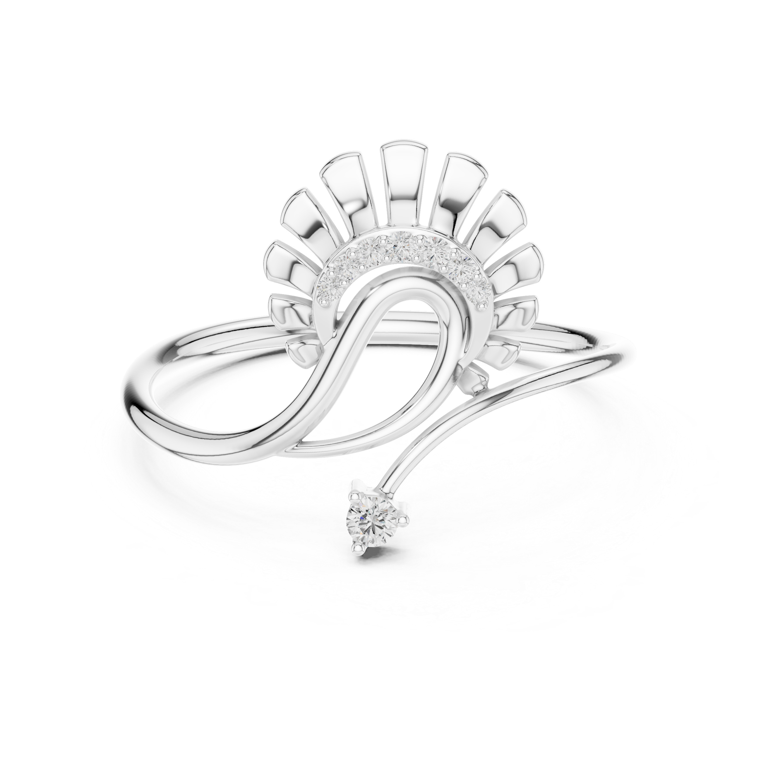 Floral Curve Diamond Ring in 14K/18K Gold