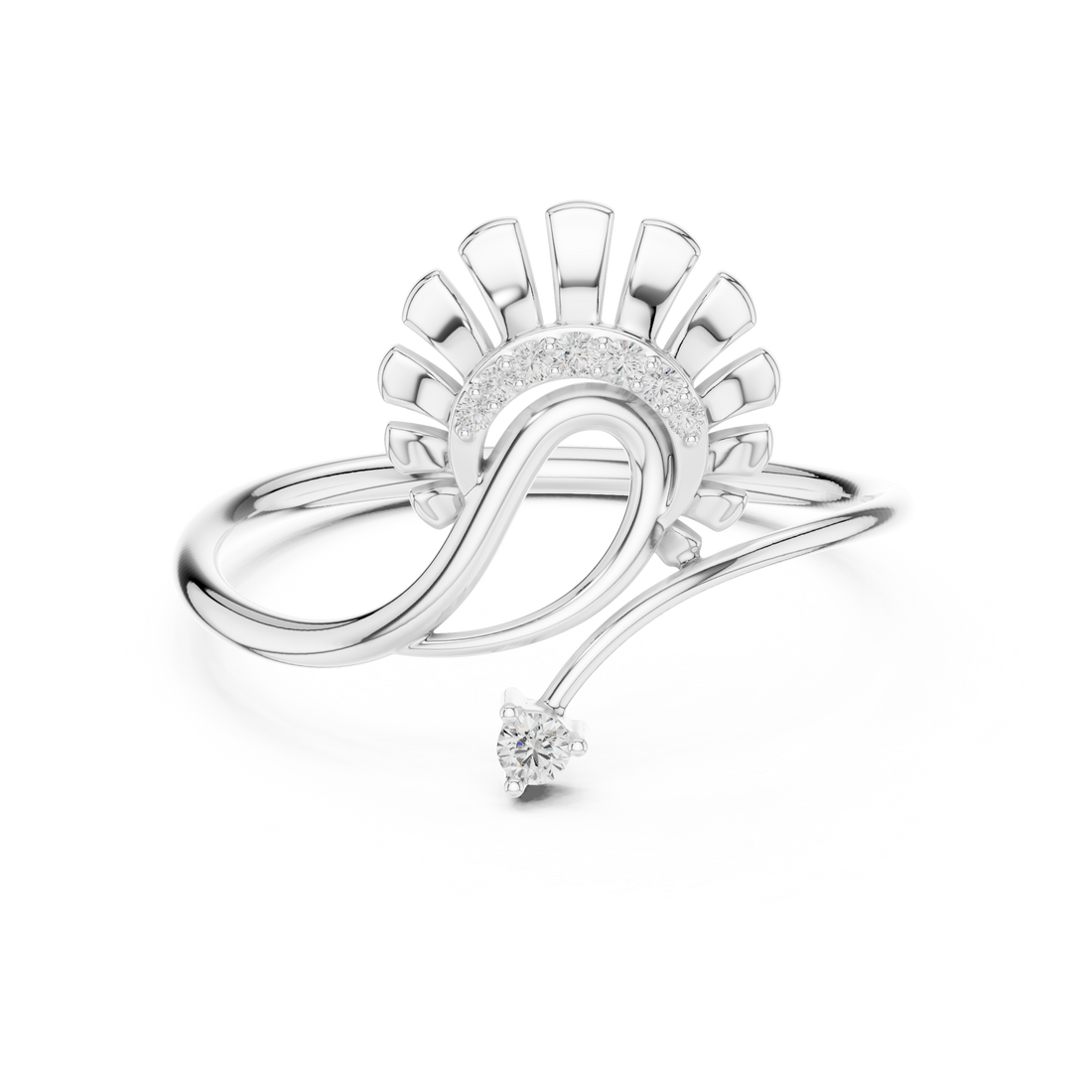 Floral Curve Diamond Ring in 14K/18K Gold