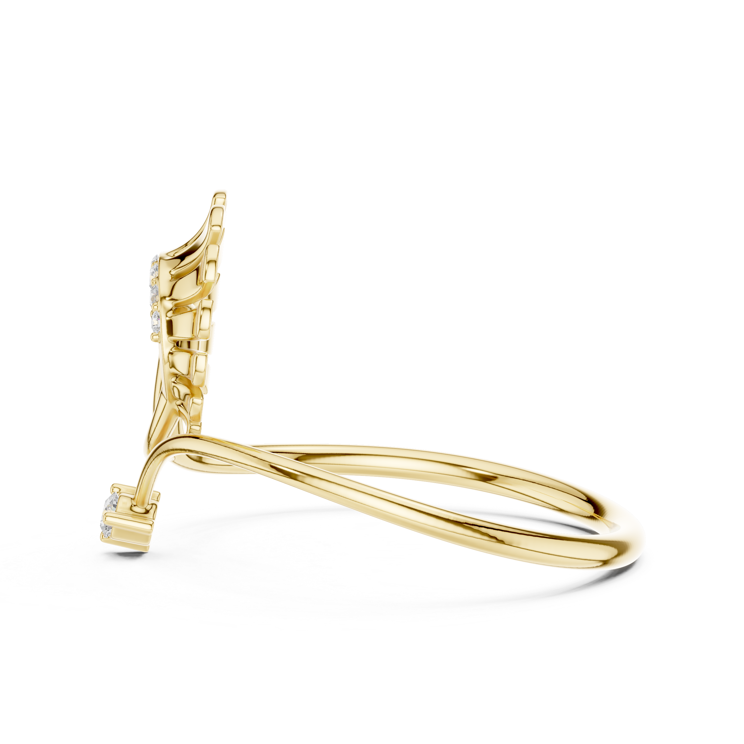 Floral Curve Diamond Ring in 14K/18K Gold