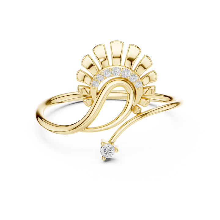 Floral Curve Diamond Ring in 14K/18K Gold