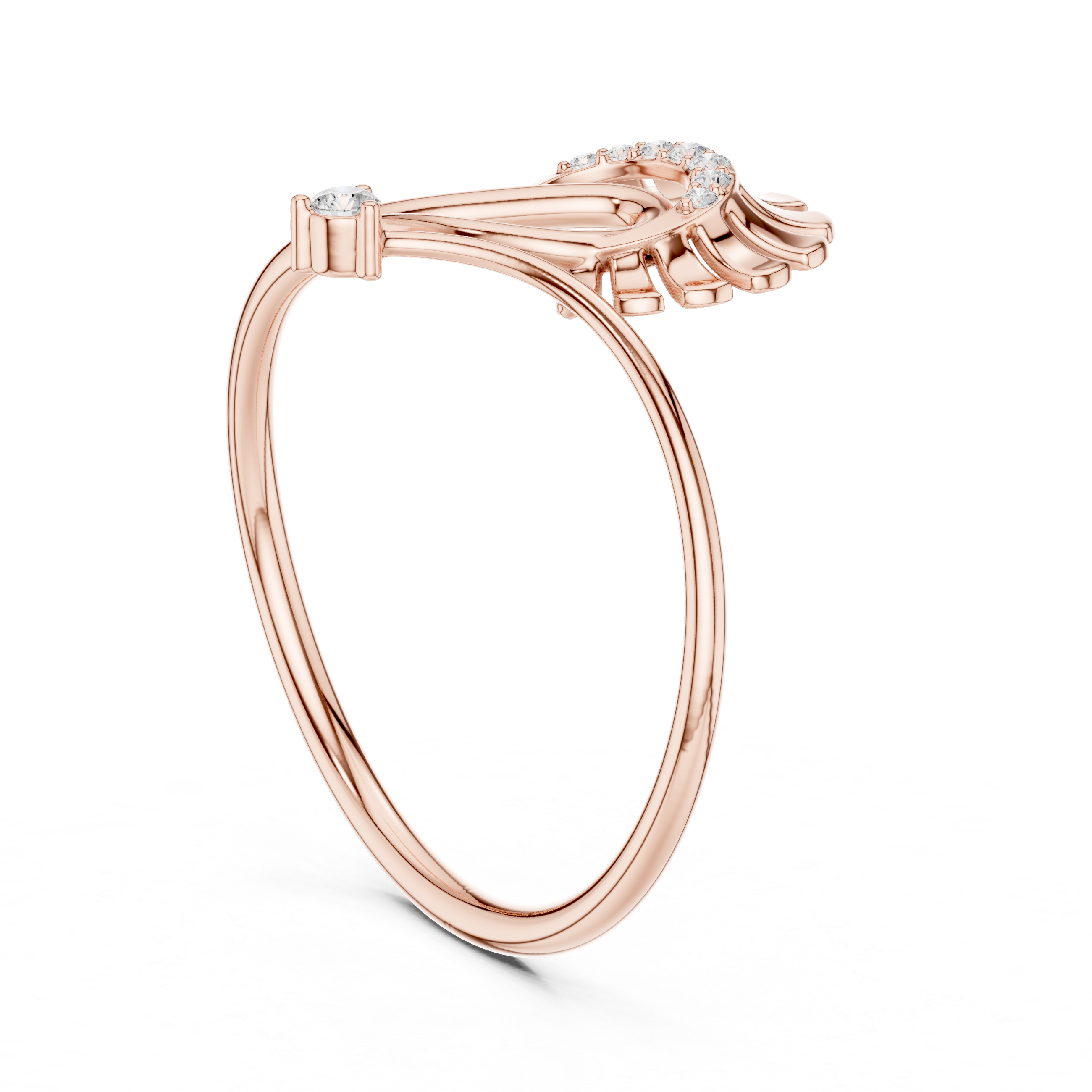 Floral Curve Diamond Ring in 14K/18K Gold
