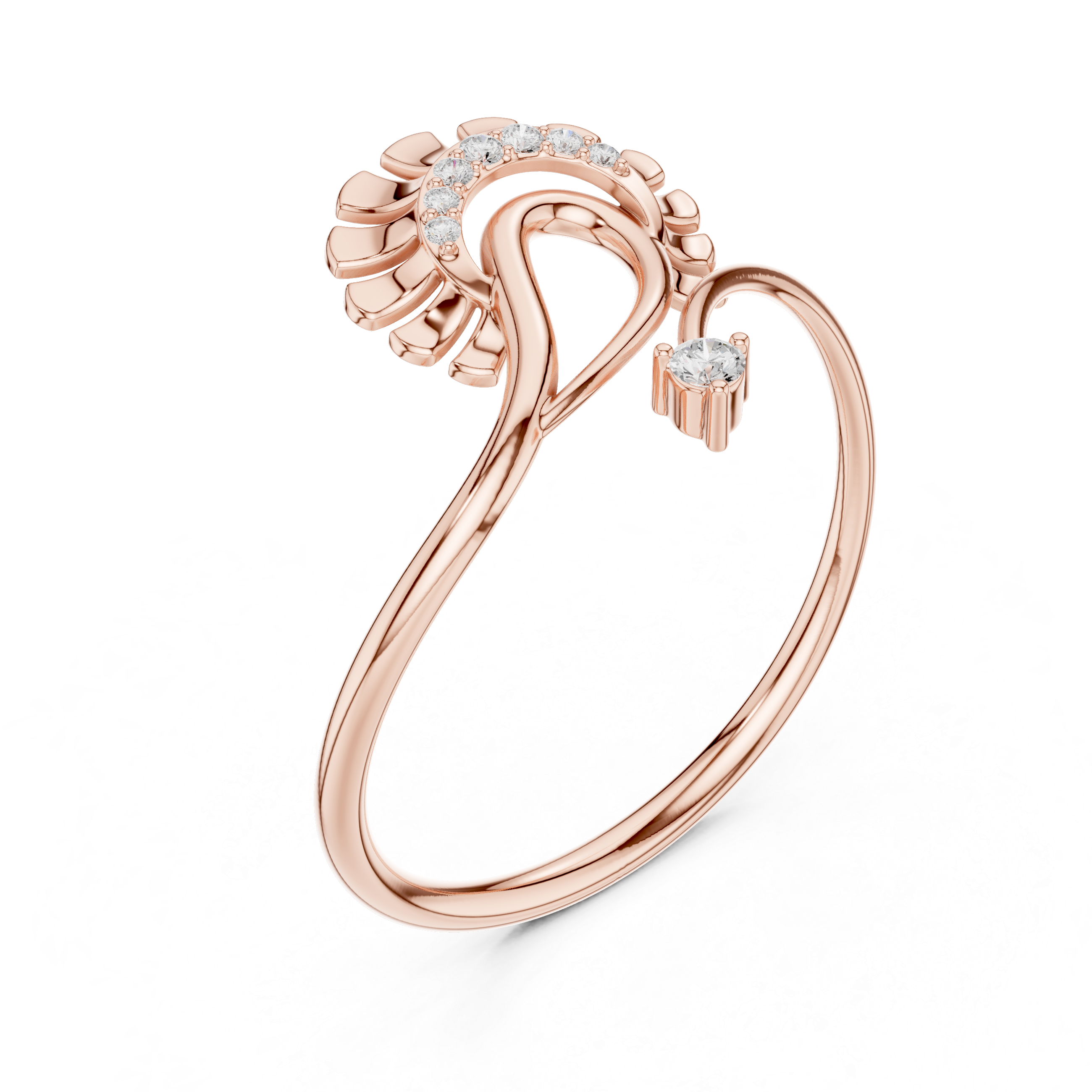 Floral Curve Diamond Ring in 14K/18K Gold