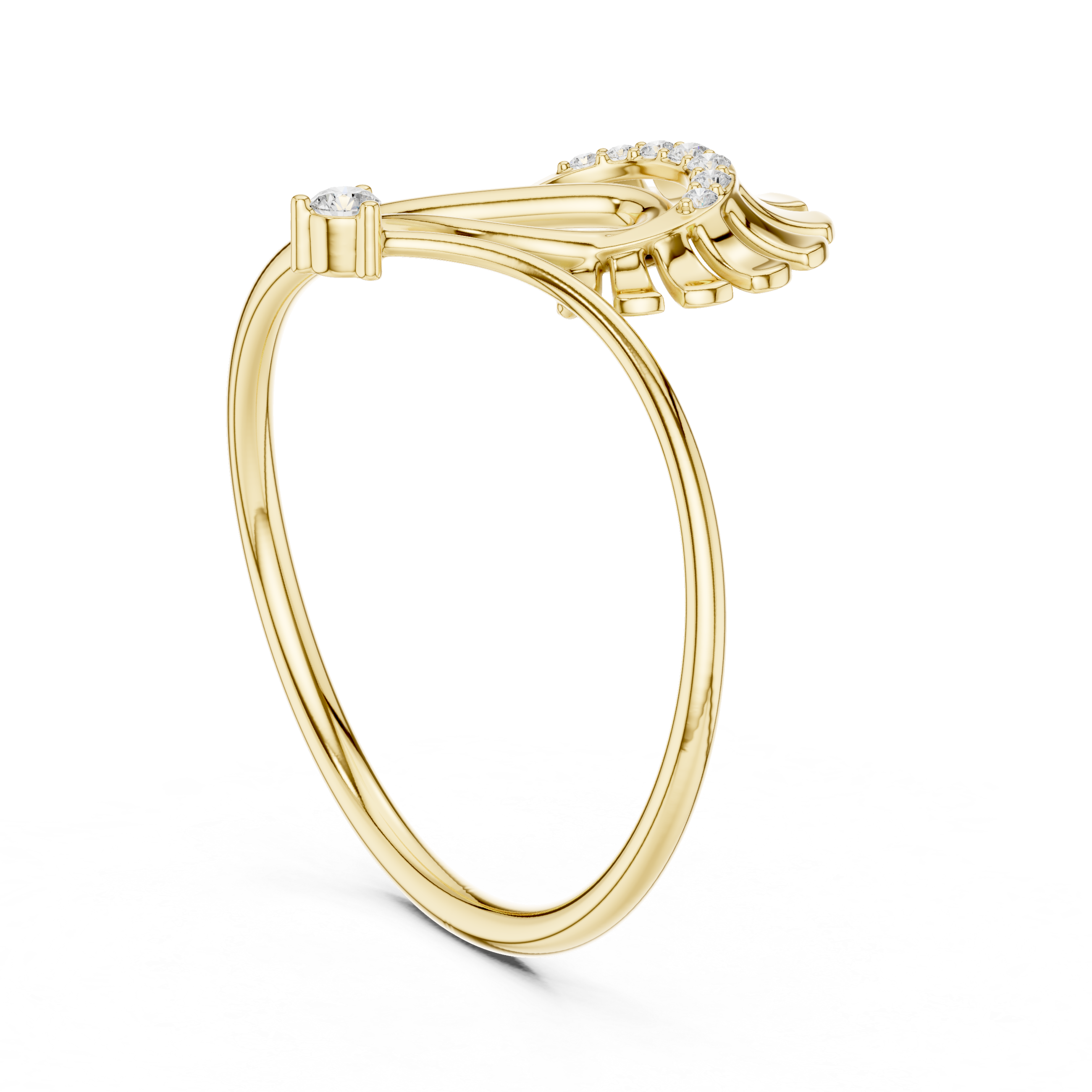 Floral Curve Diamond Ring in 14K/18K Gold