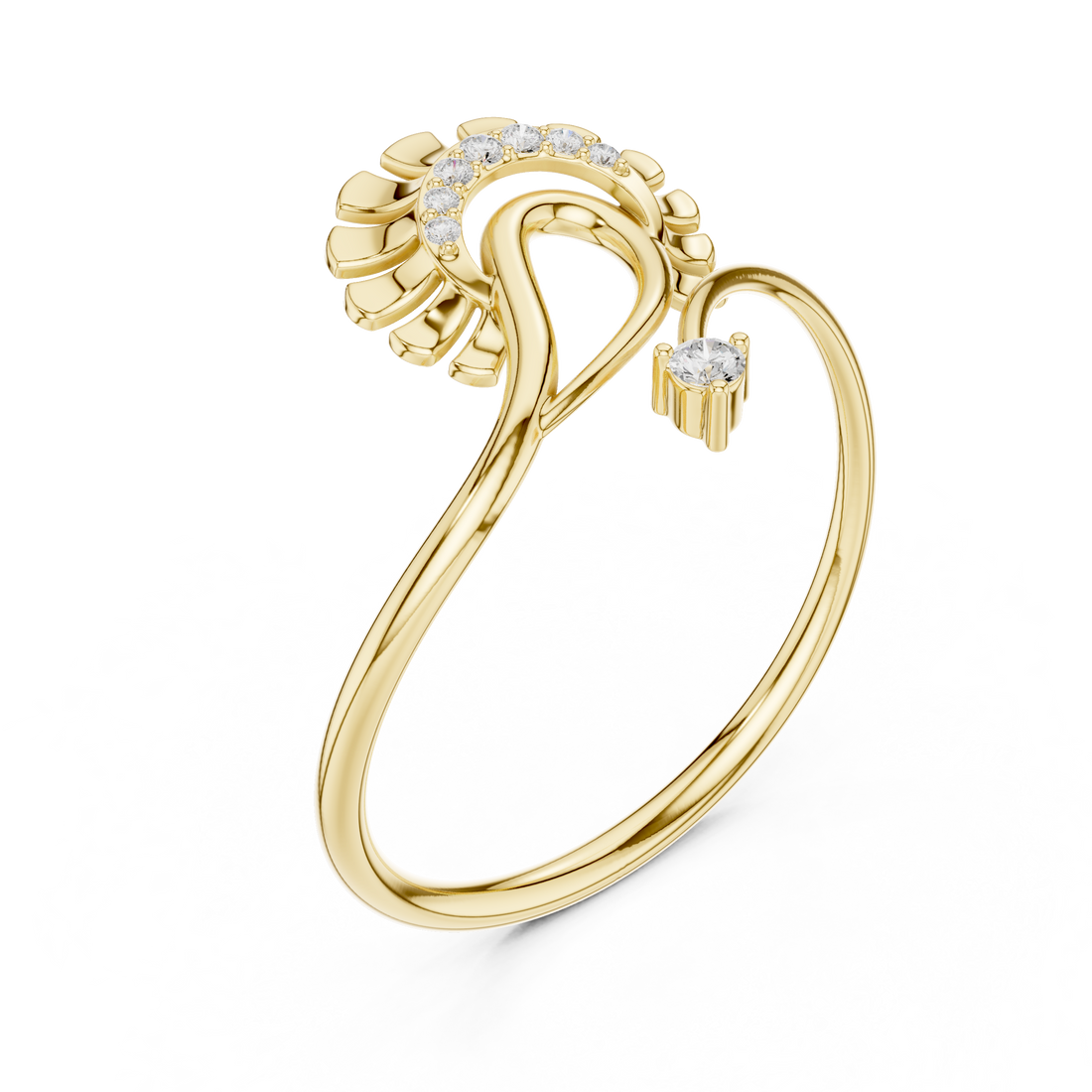 Floral Curve Diamond Ring in 14K/18K Gold