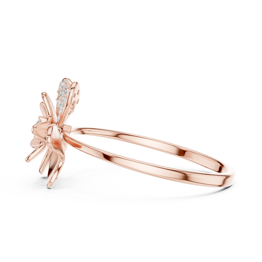 Blossom Duo Diamond Ring in Rose Gold Finish