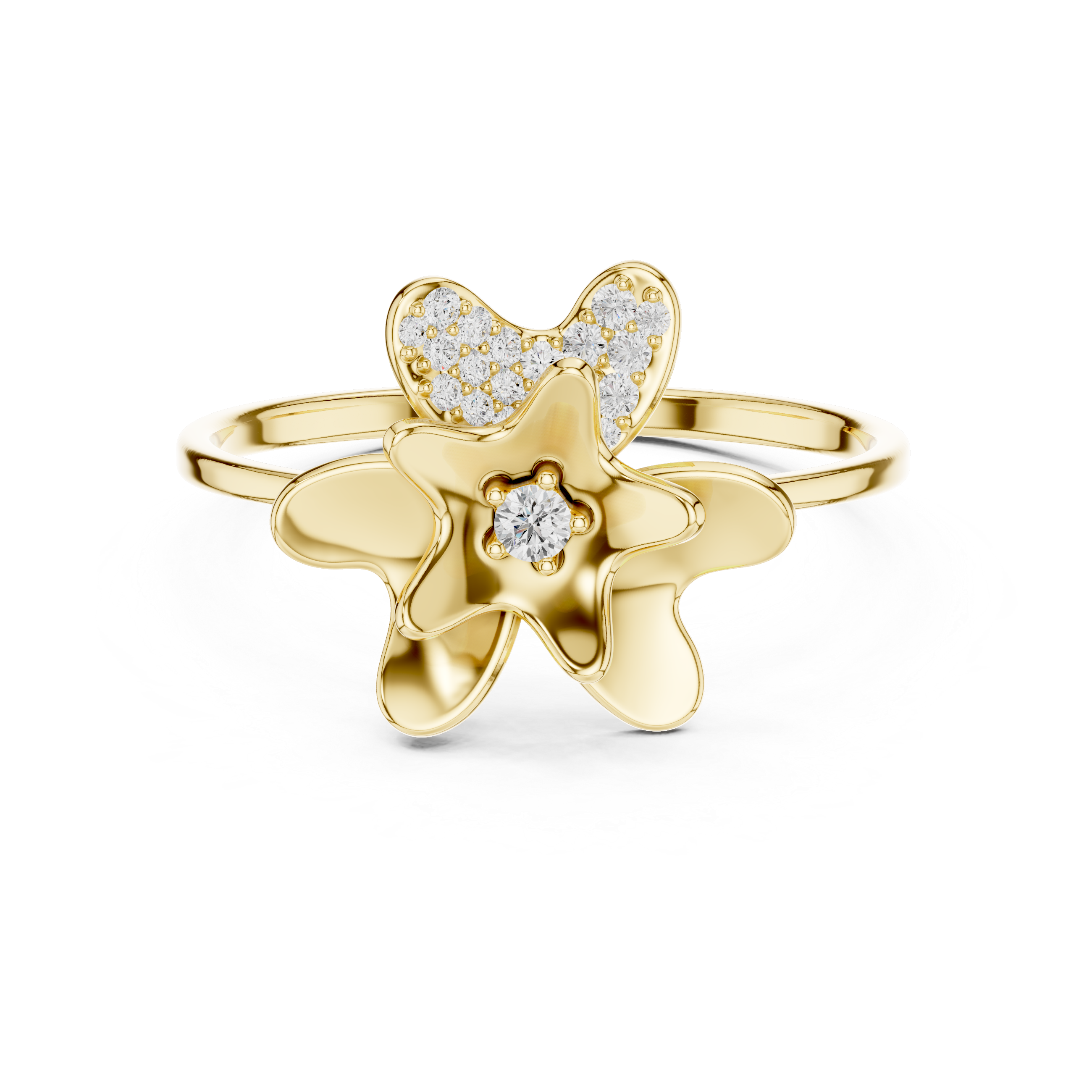 Blossom Duo Diamond Ring in Rose Gold Finish