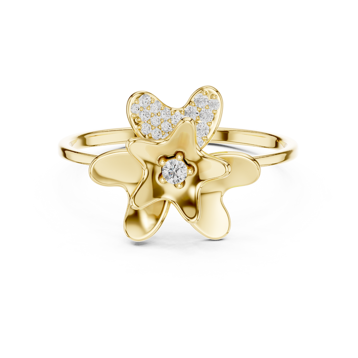 Blossom Duo Diamond Ring in Rose Gold Finish