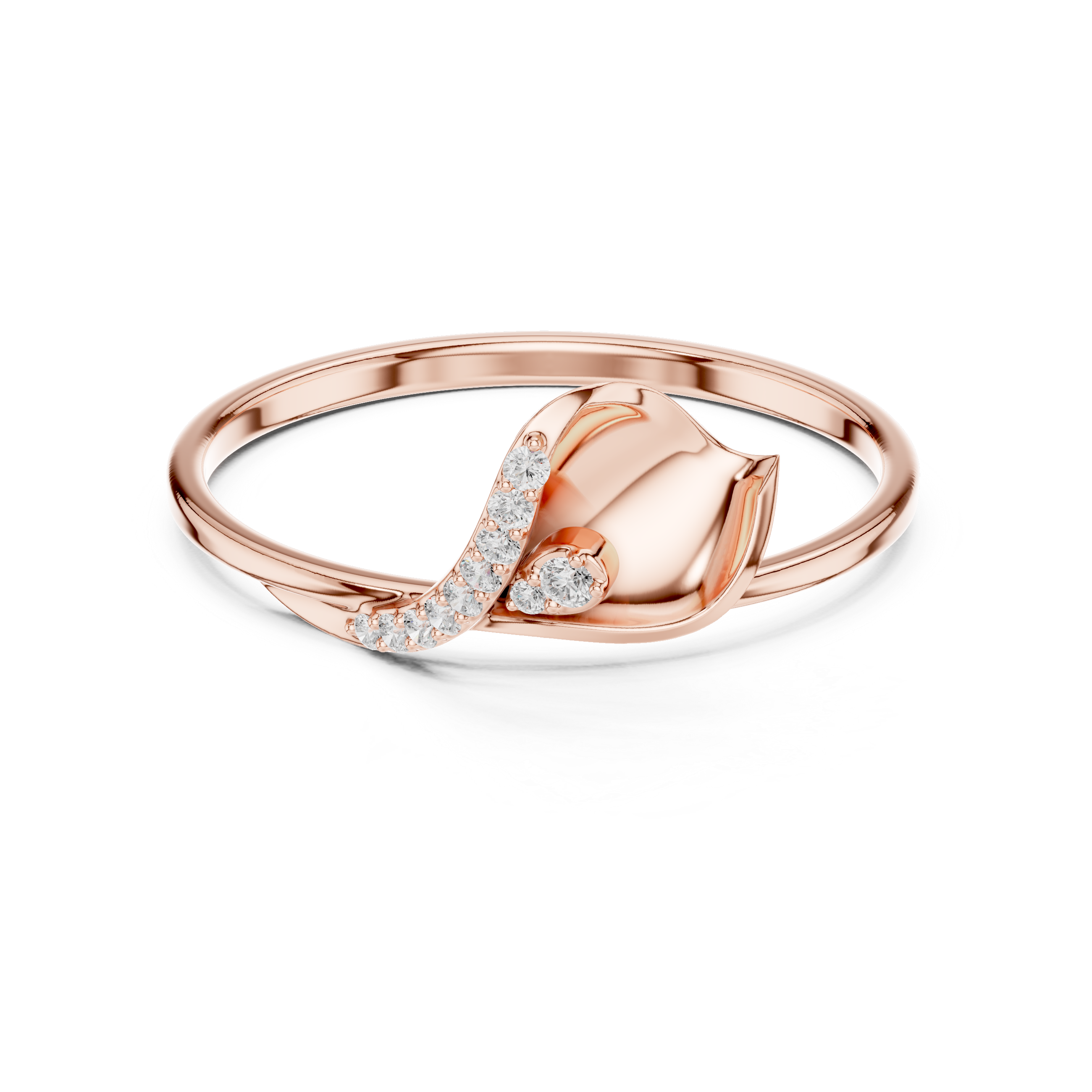 Elegant Wave Diamond Ring in 14K/18K Gold