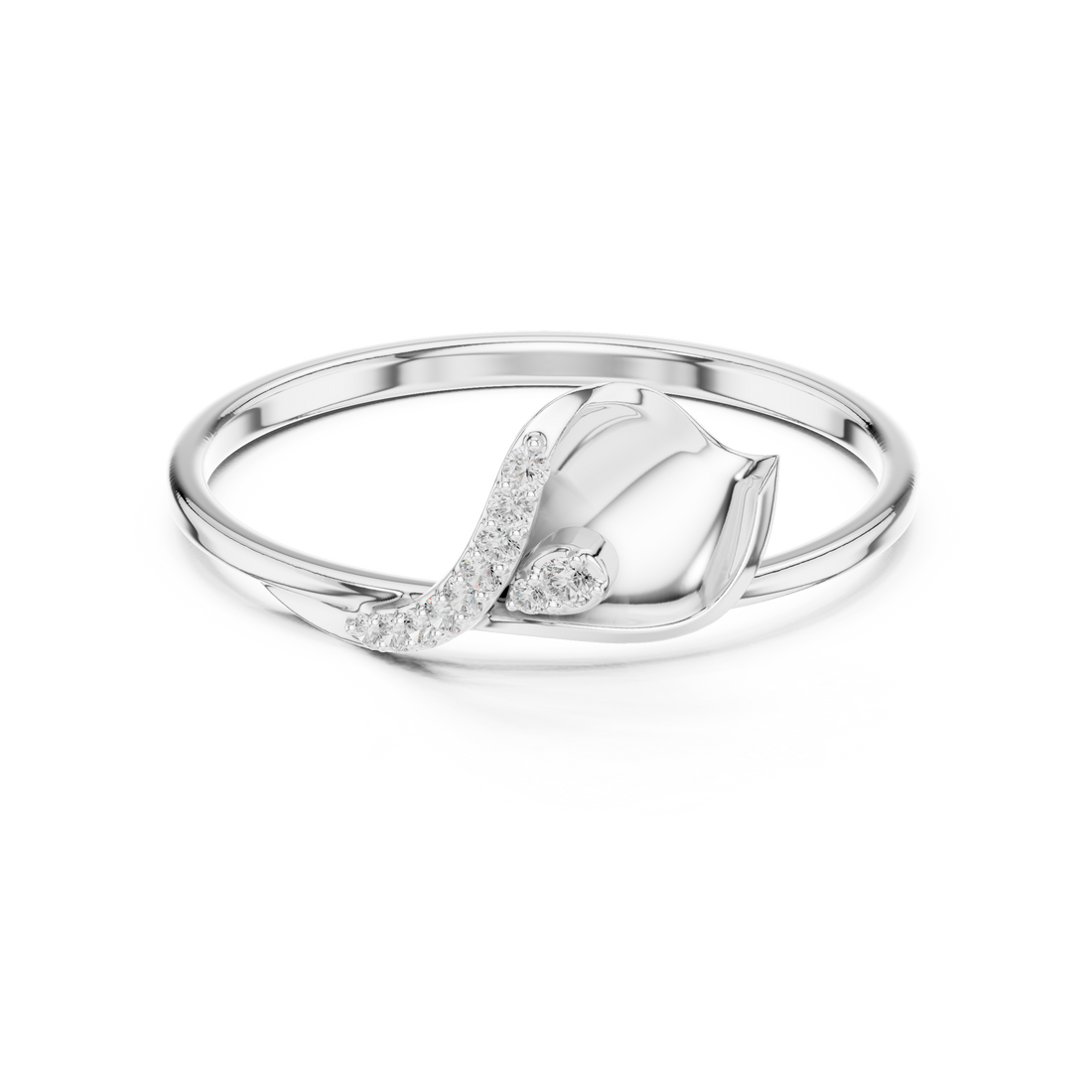 Elegant Wave Diamond Ring in 14K/18K Gold
