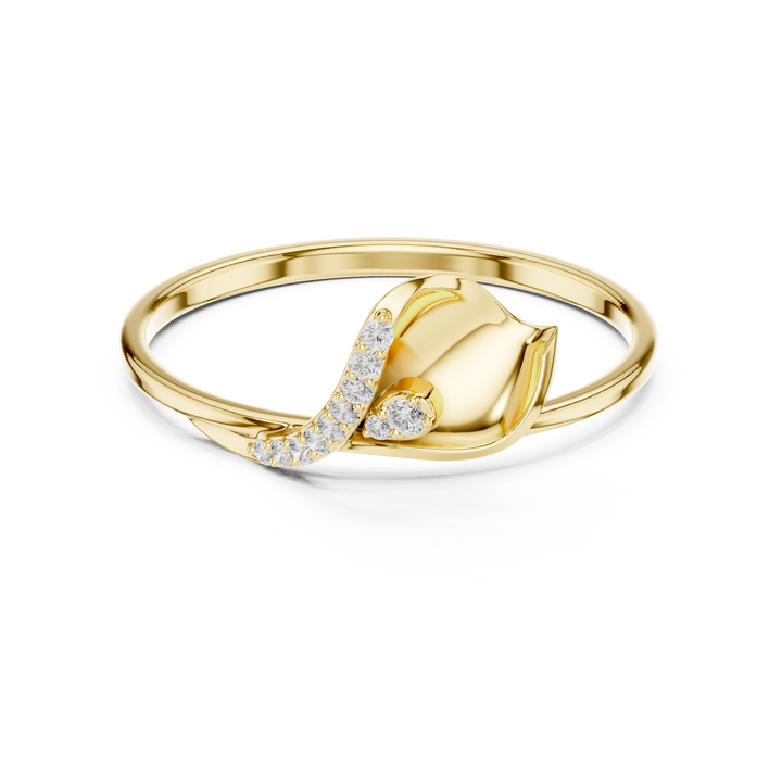 Elegant Wave Diamond Ring in 14K/18K Gold