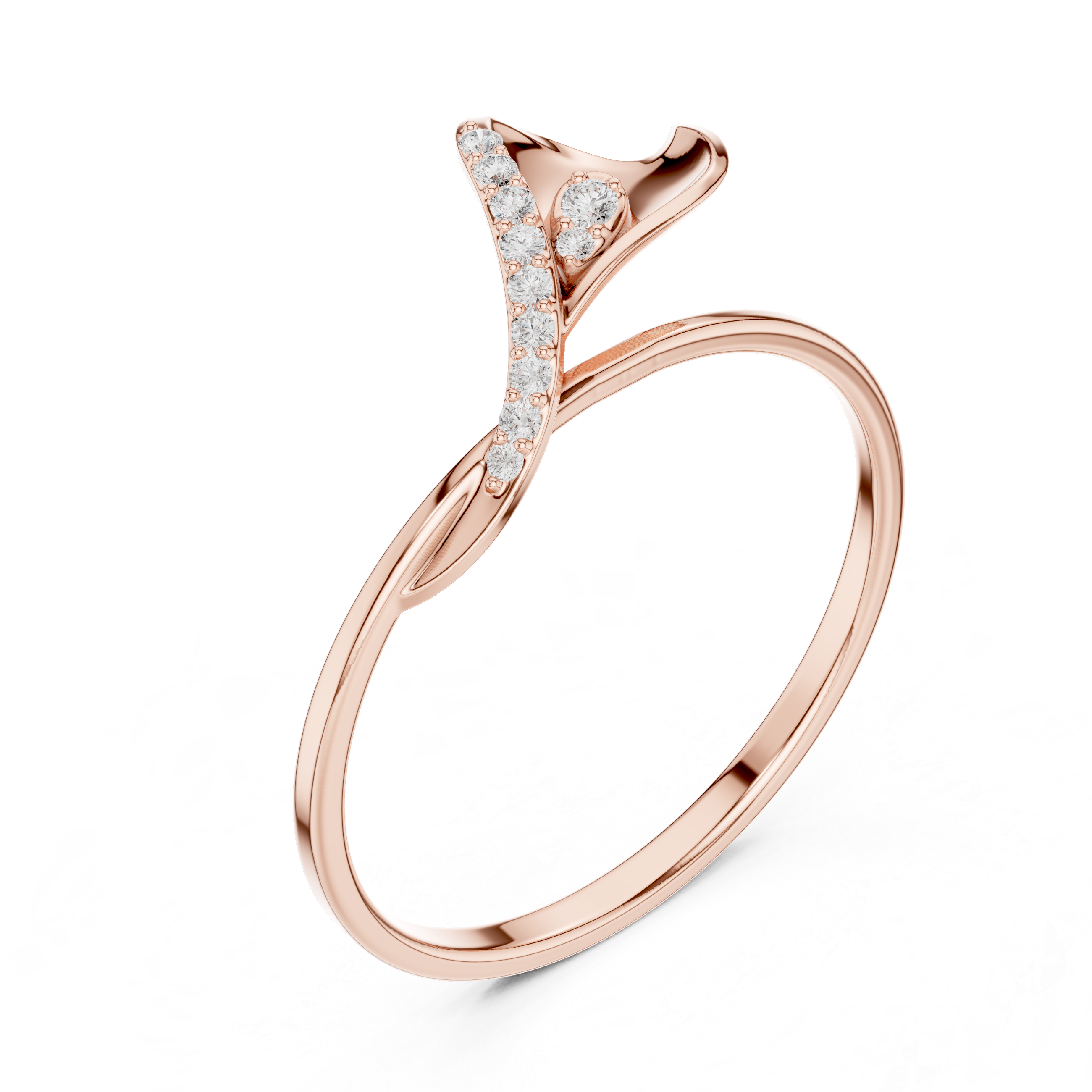 Elegant Wave Diamond Ring in 14K/18K Gold