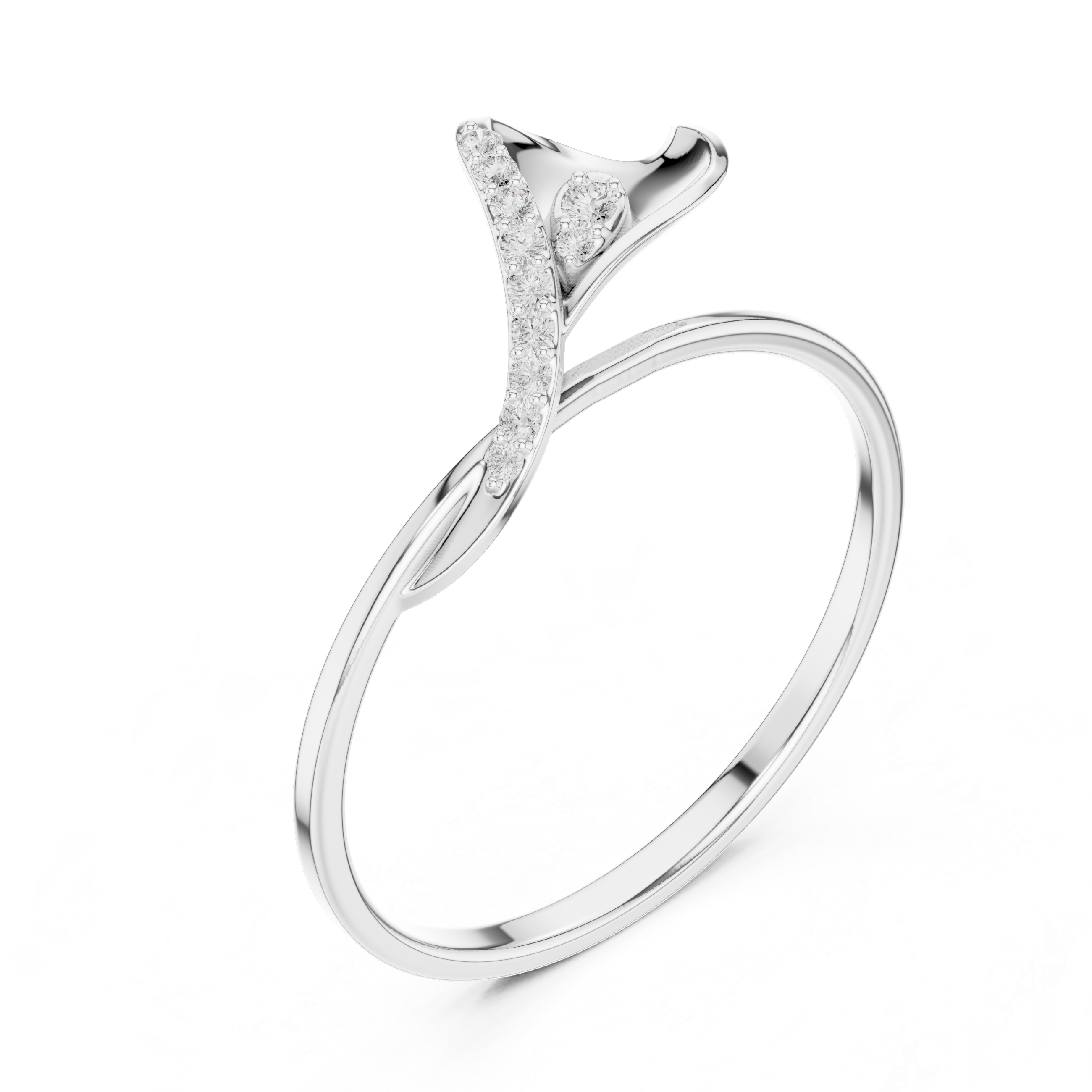 Elegant Wave Diamond Ring in 14K/18K Gold