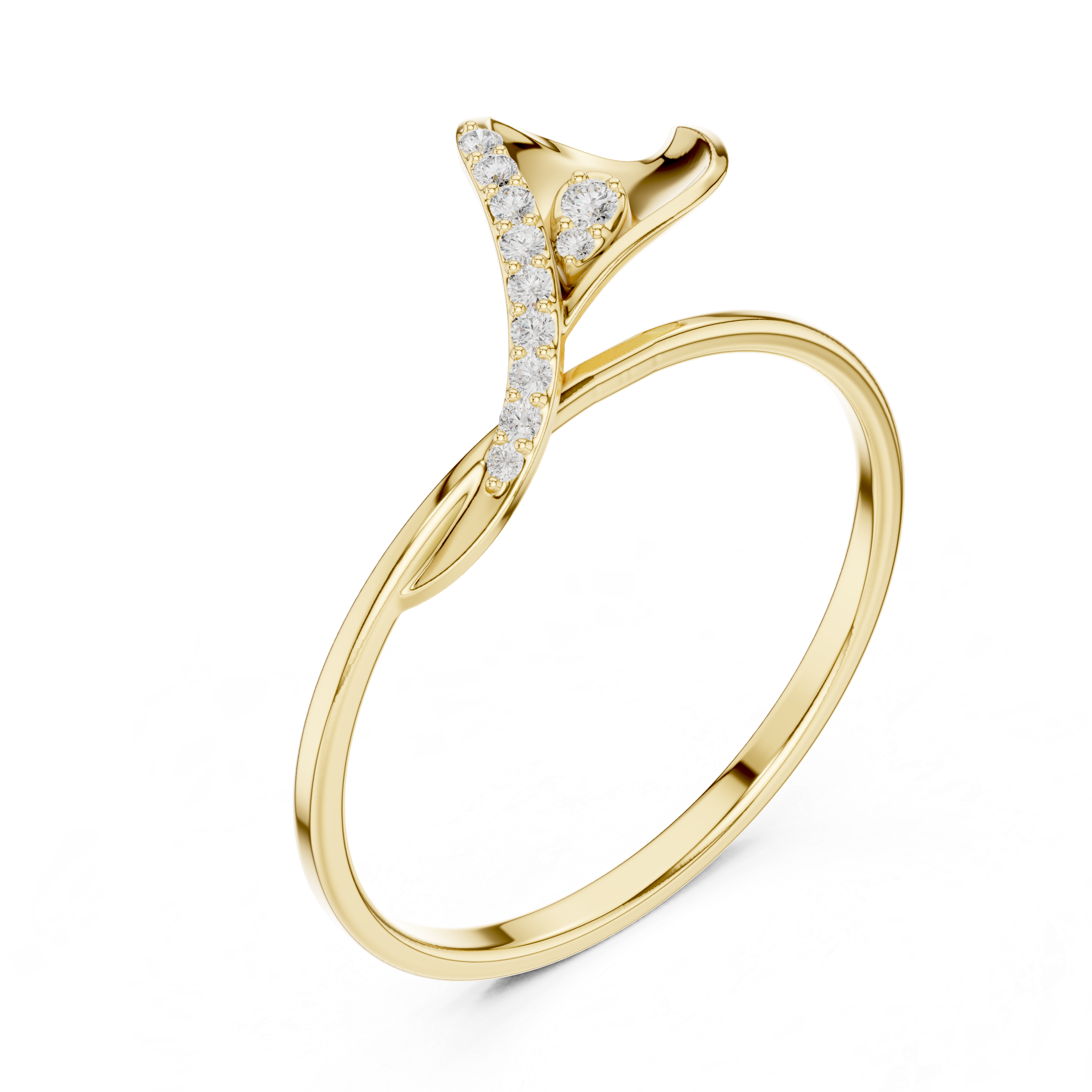 Elegant Wave Diamond Ring in 14K/18K Gold