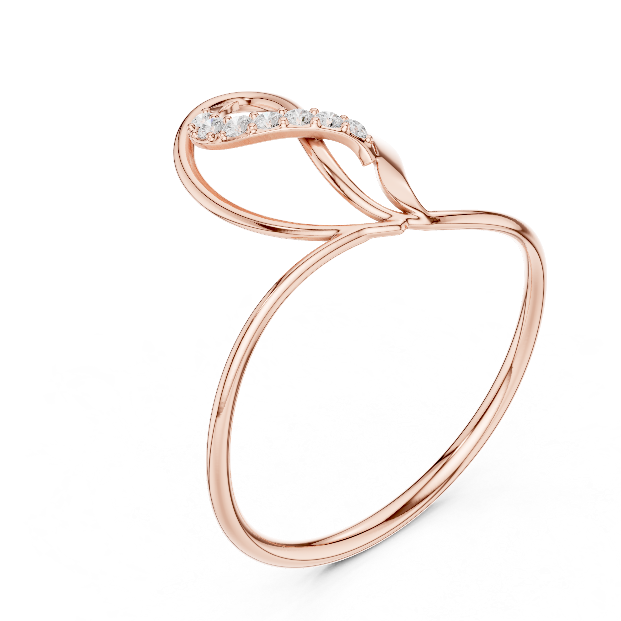 Graceful Leaf Diamond Ring in 14K/18K Gold