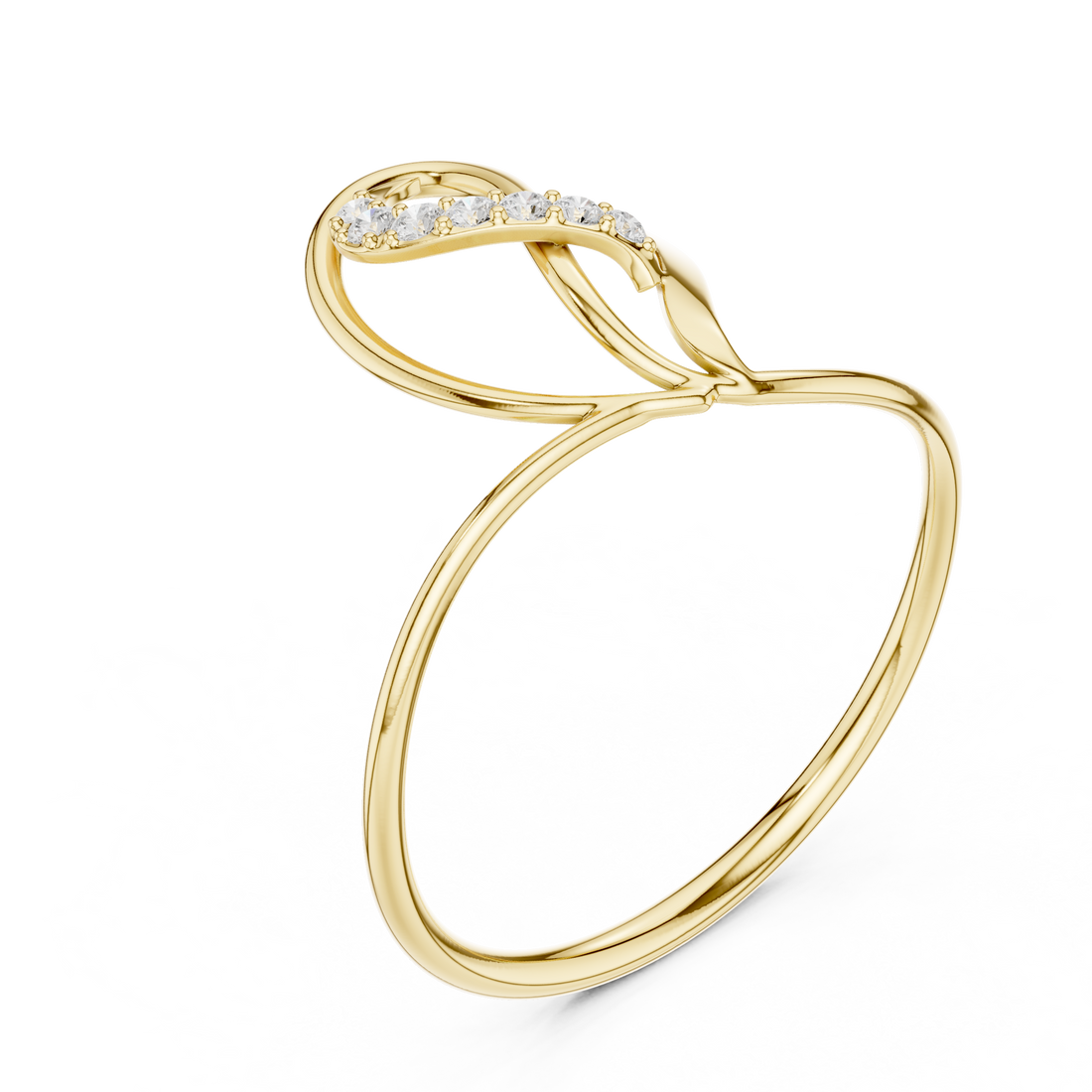 Graceful Leaf Diamond Ring in 14K/18K Gold