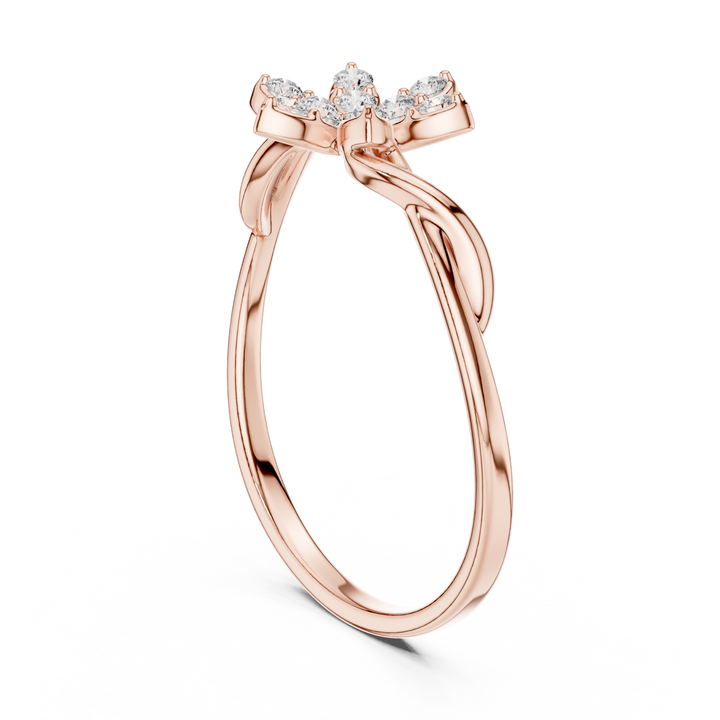 Customizable Floral Diamond Ring in 14K/18K Rose Gold