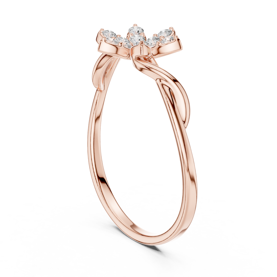 Elegant Rose Gold Lab-Grown Diamond Bow Ring