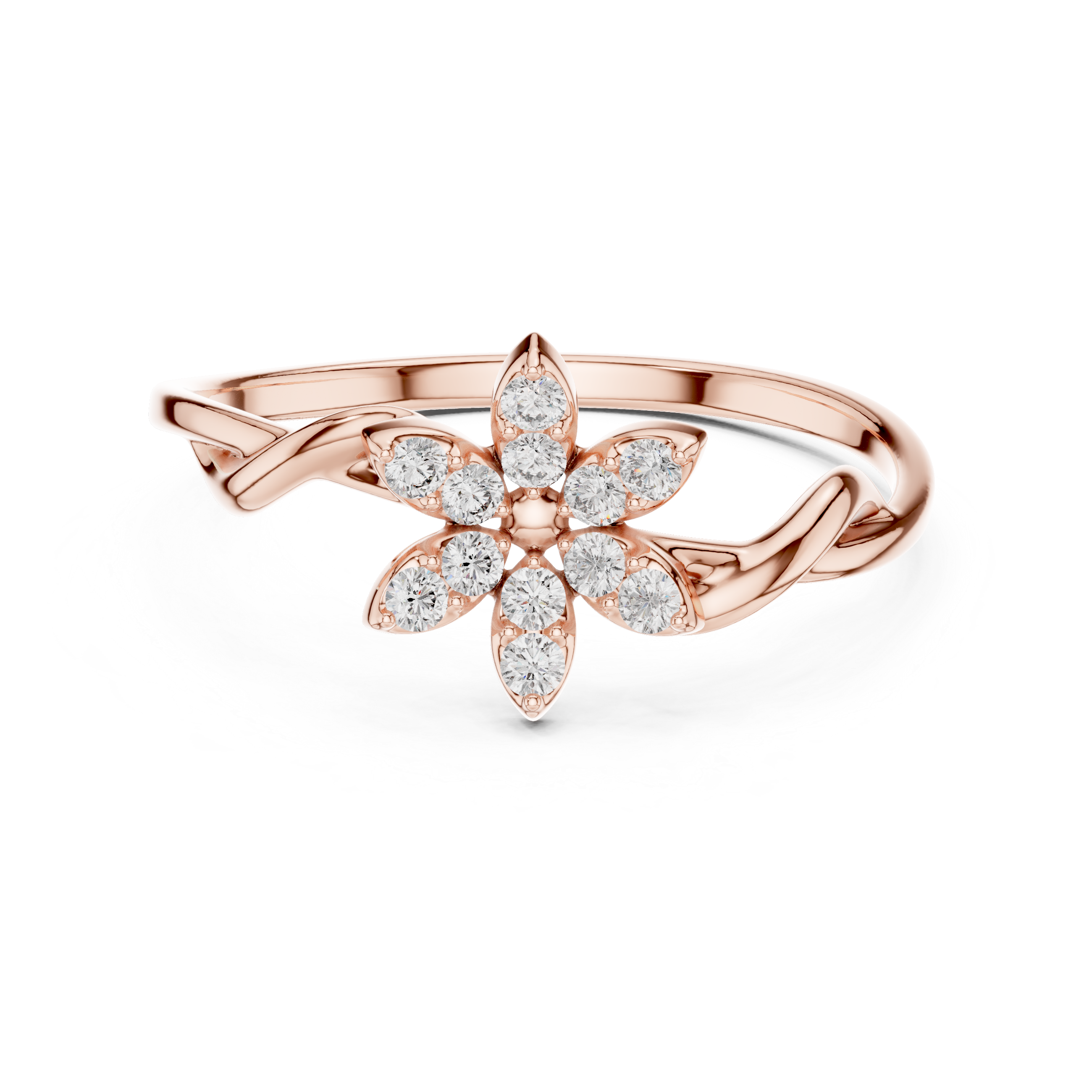 Customizable Floral Diamond Ring in 14K/18K Rose Gold