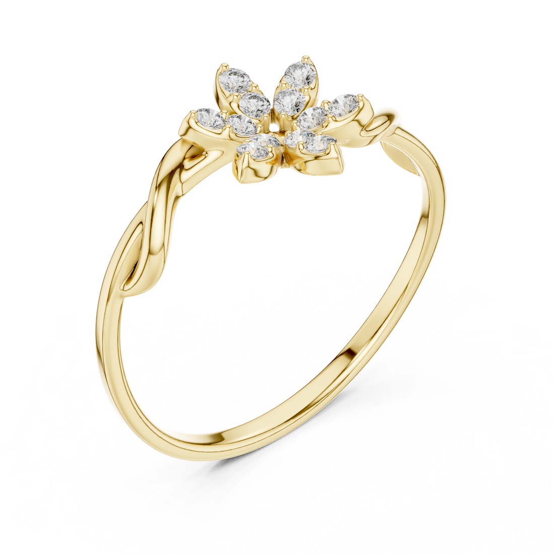 Customizable Floral Diamond Ring in 14K/18K Rose Gold
