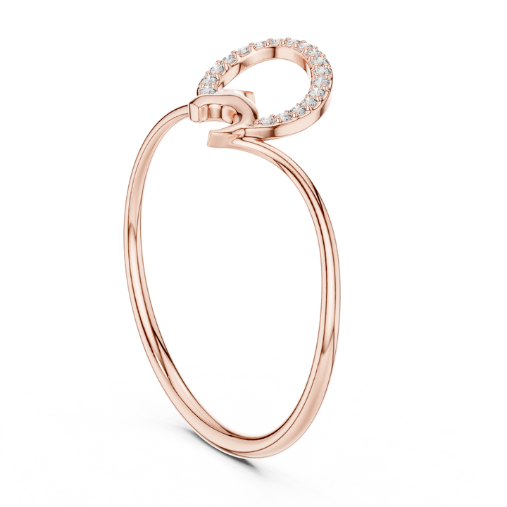 Diamond A Initial Ring in Rose Gold
