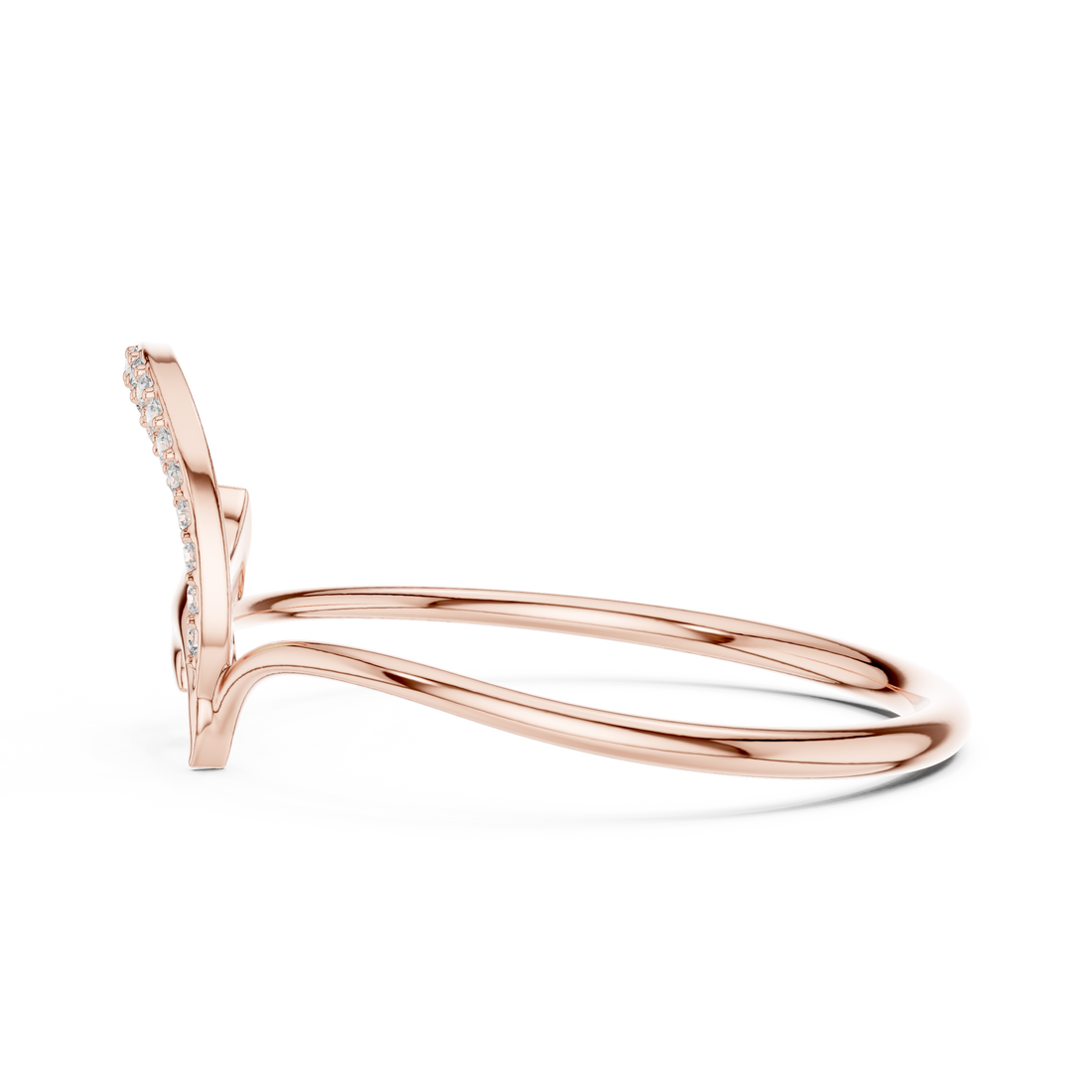 Diamond A Initial Ring in Rose Gold