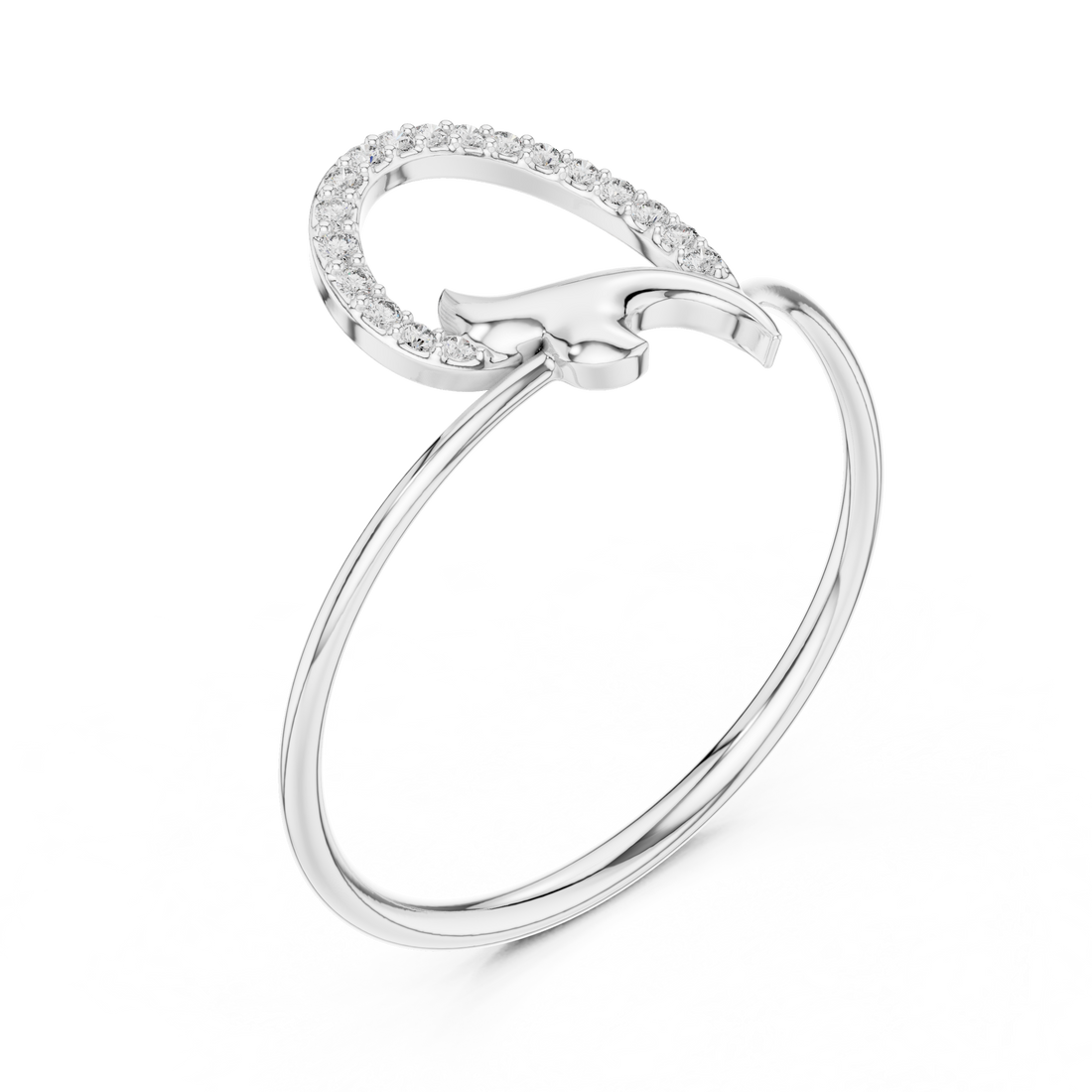 Diamond A Initial Ring in Rose Gold