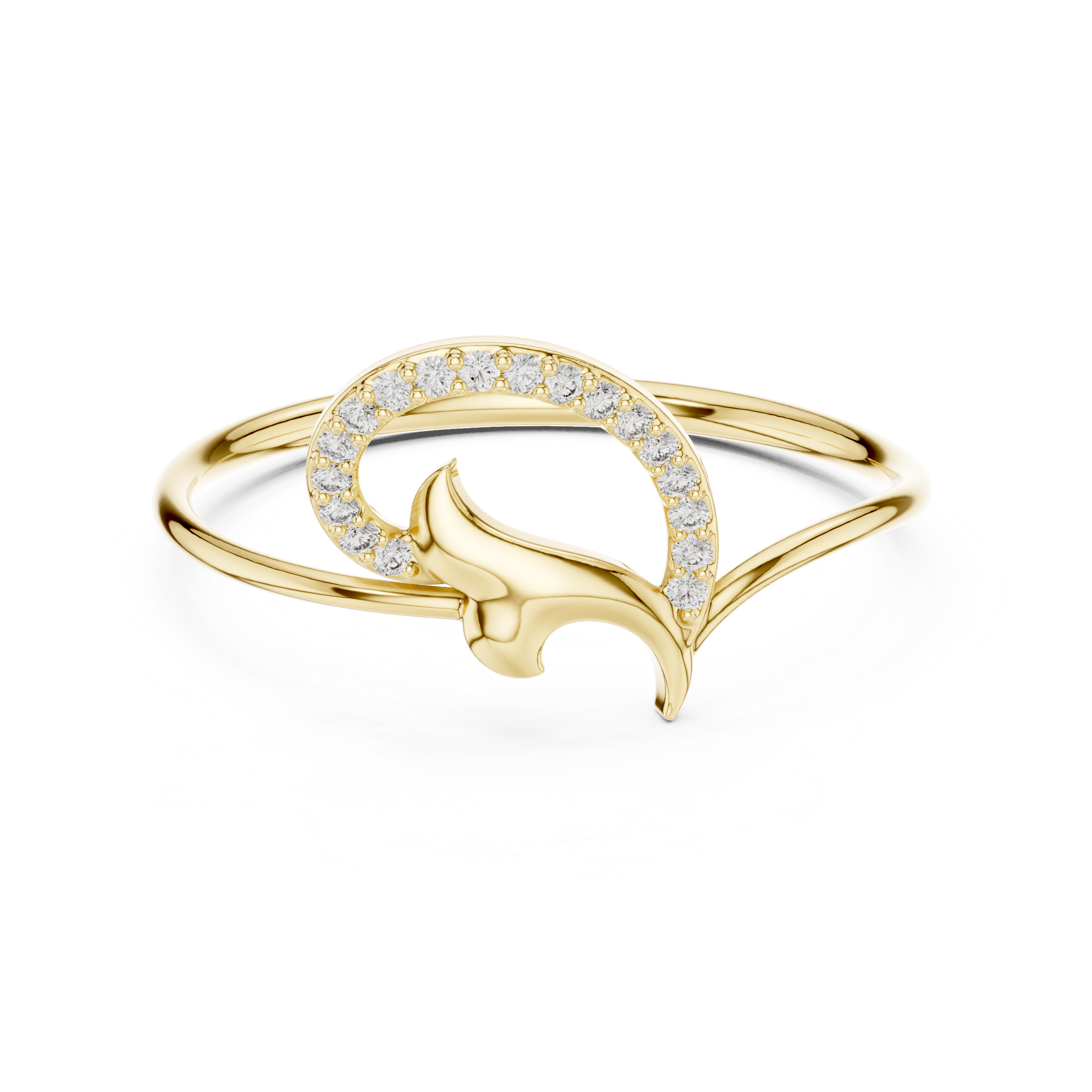 Diamond A Initial Ring in Rose Gold