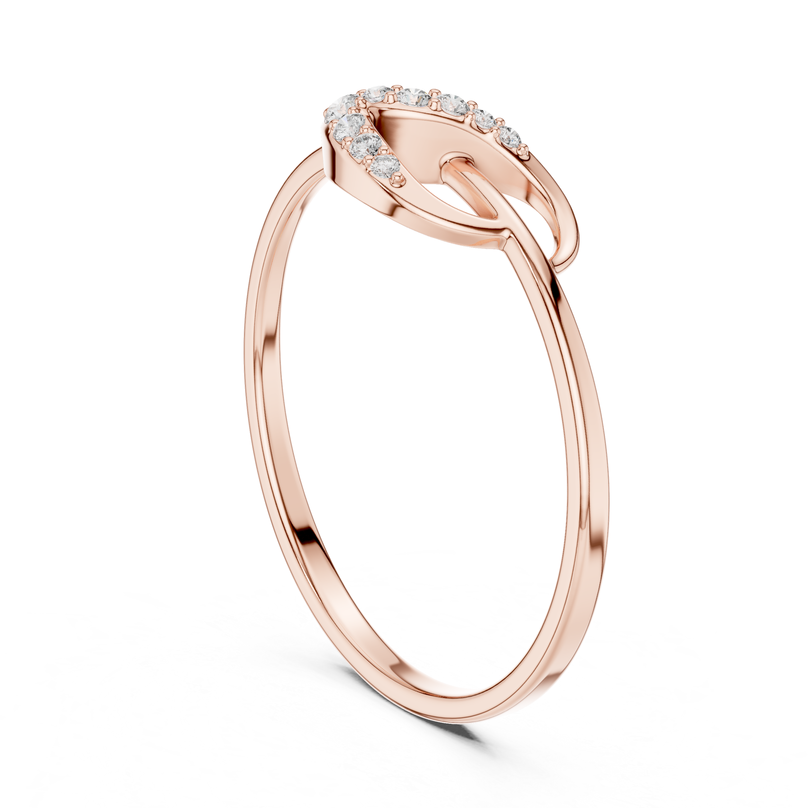 Elegant Rose Gold Diamond Twist Ring – IGI Certified