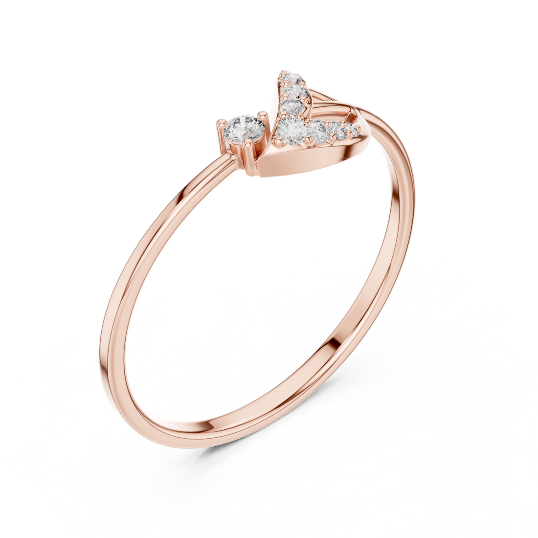 Elegant Rose Gold Lab Grown Diamond Ring – Modern Swirl Design