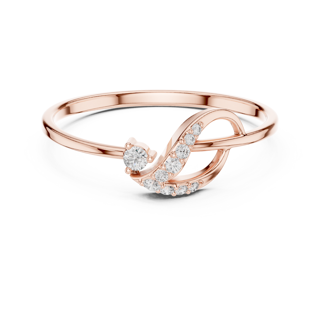 Elegant Rose Gold Lab Grown Diamond Ring – Modern Swirl Design
