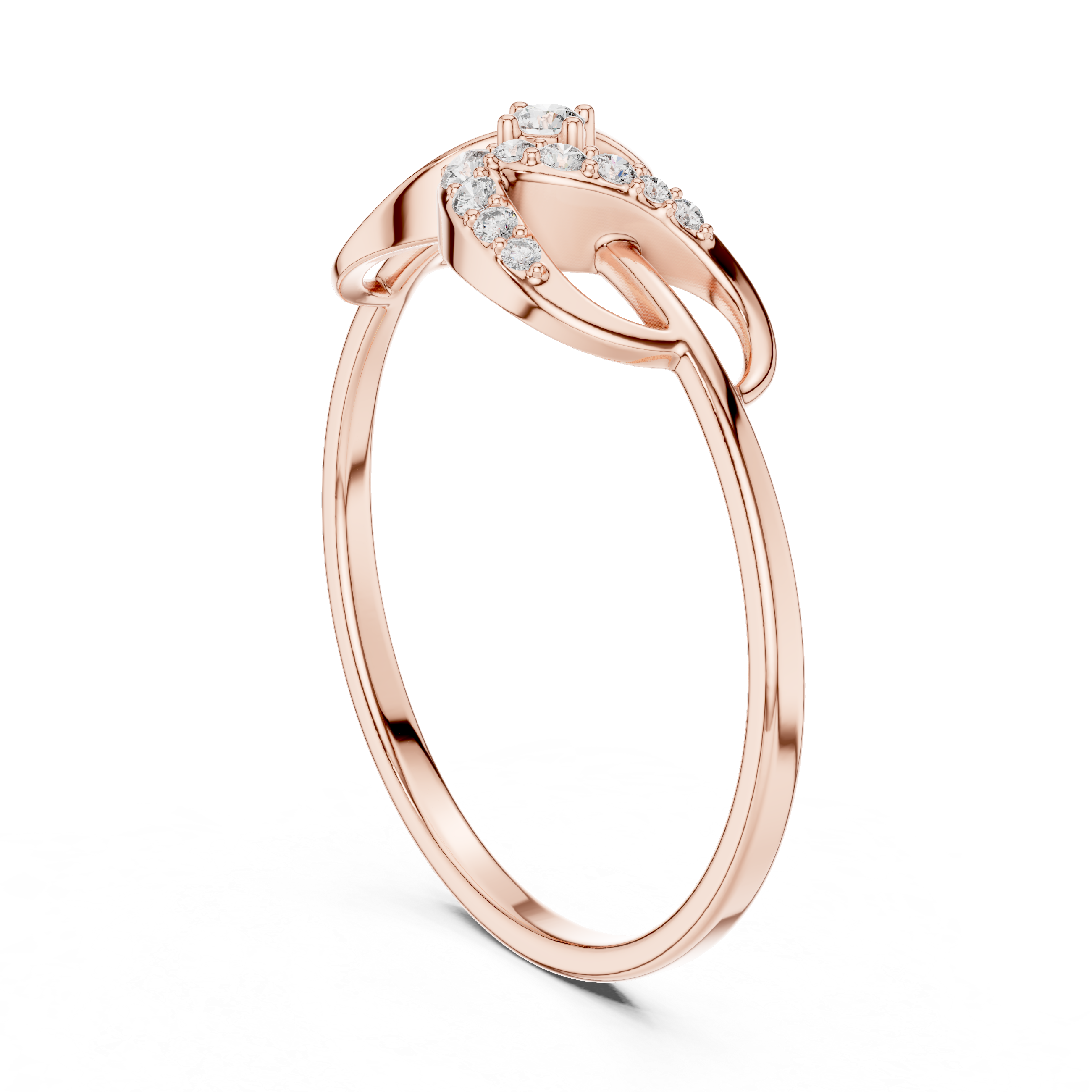 Elegant Rose Gold Diamond Ring – Modern Leaf Design