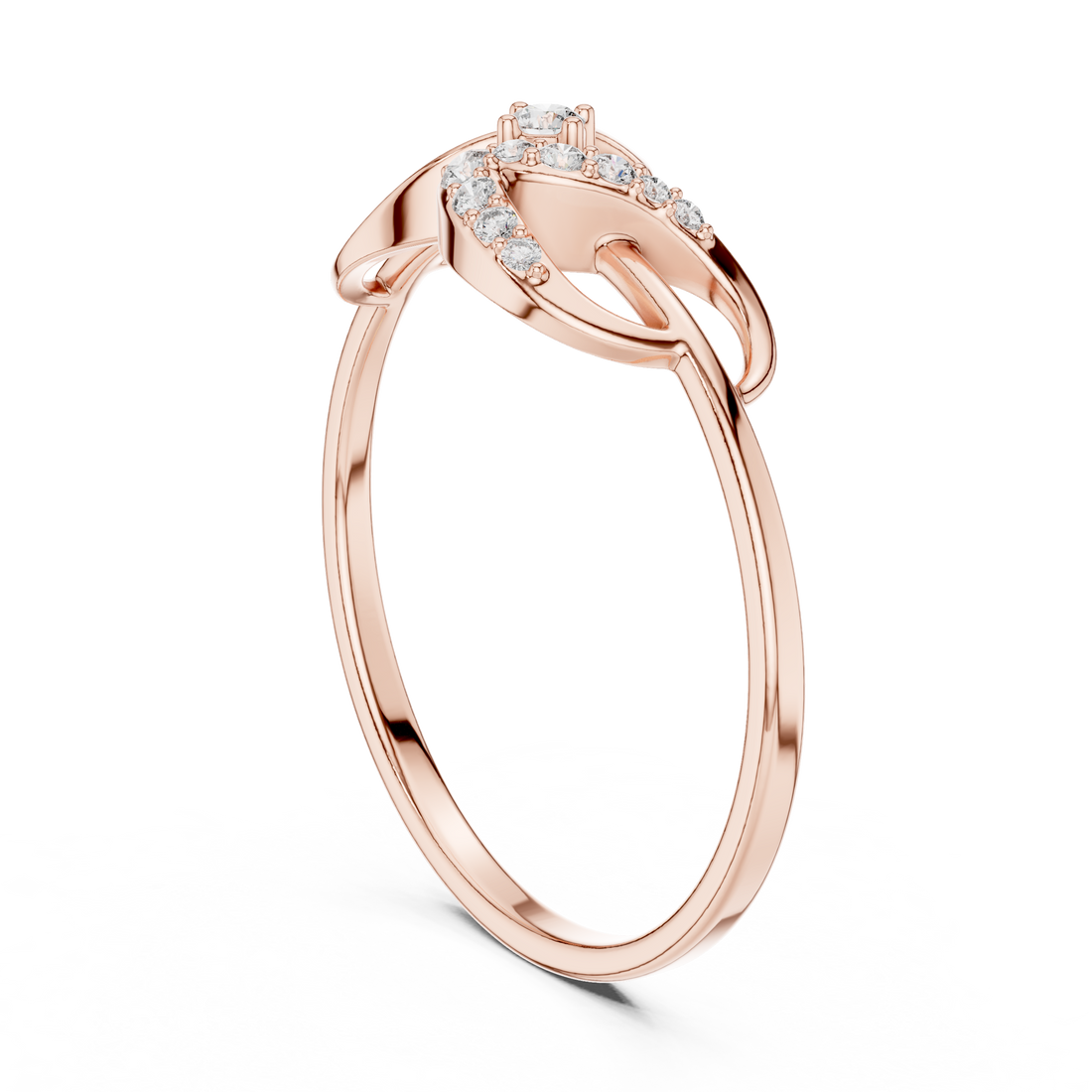 Elegant Rose Gold Diamond Ring – Modern Leaf Design