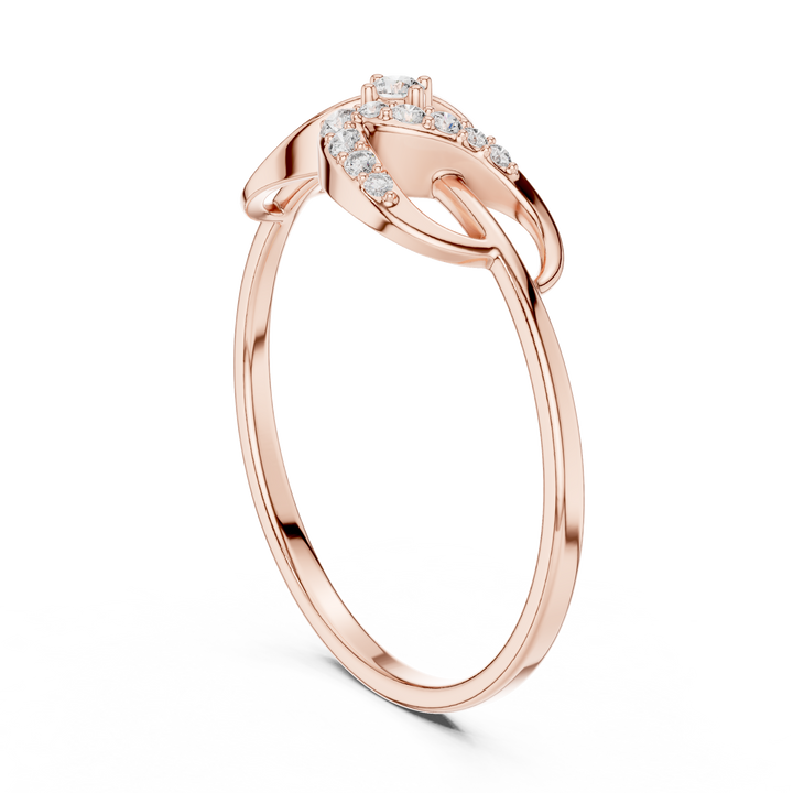 Elegant Rose Gold Diamond Ring – Modern Leaf Design